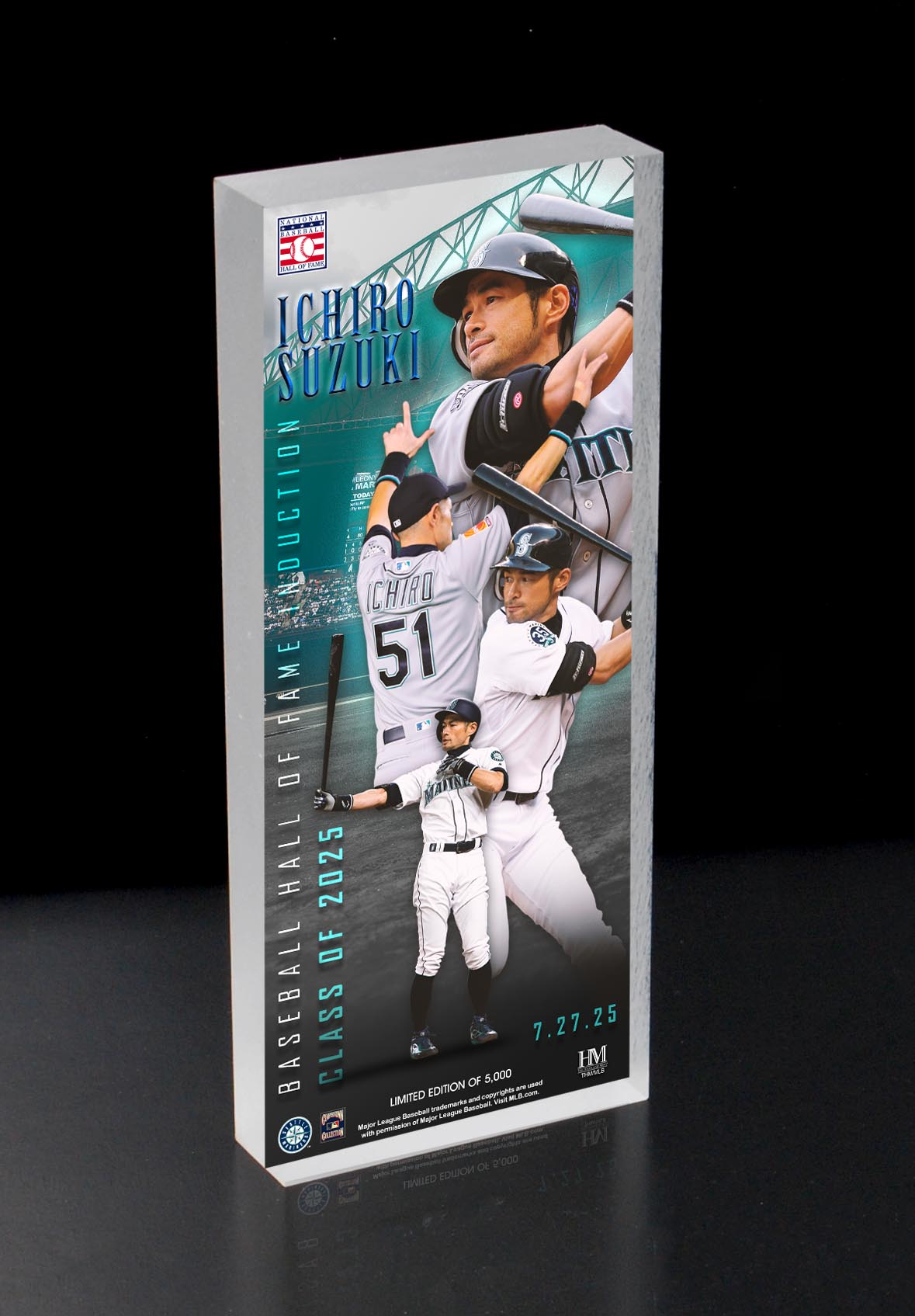 Ichiro Suzuki Hall of Fame Induction Commemorative Ticket 3D Block Art