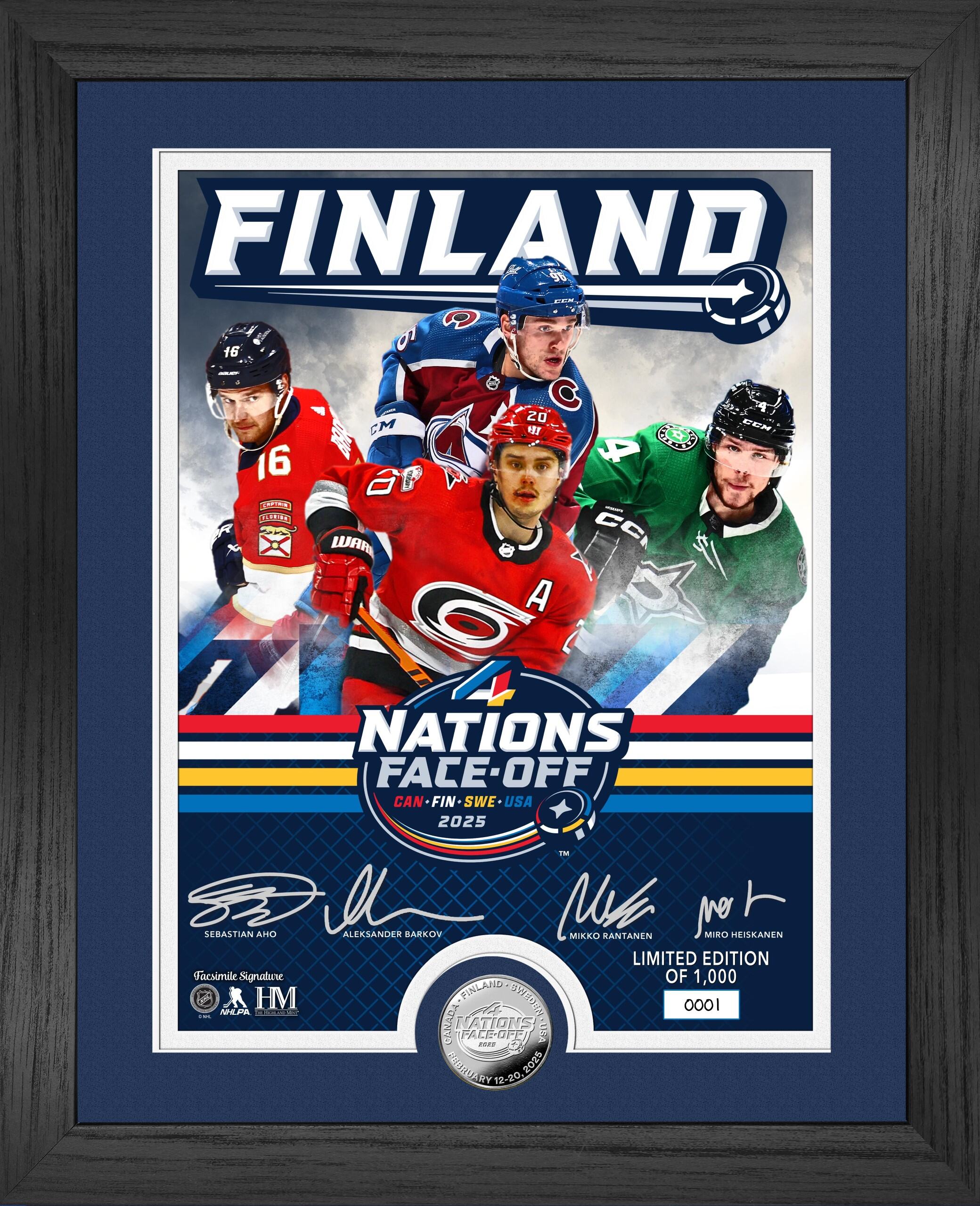 4 Nations Face Off Finland 13x16 Silver Plated Coin Photo Mint