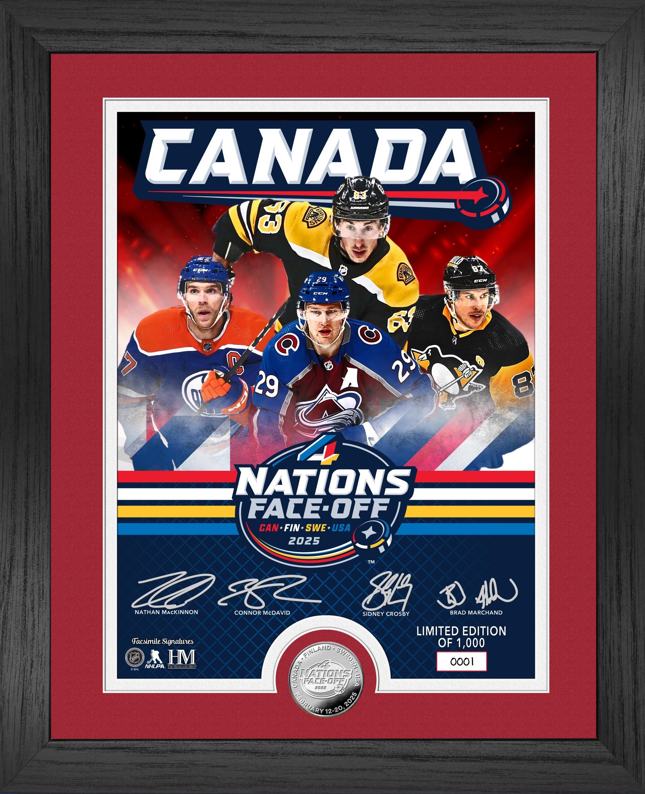 4 Nations Face Off Canada 13x16 Silver Plated Coin Photo Mint