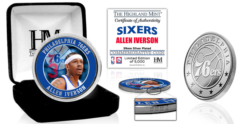 Allen Iverson Philadelphia 76ers Silver Plated Color Coin