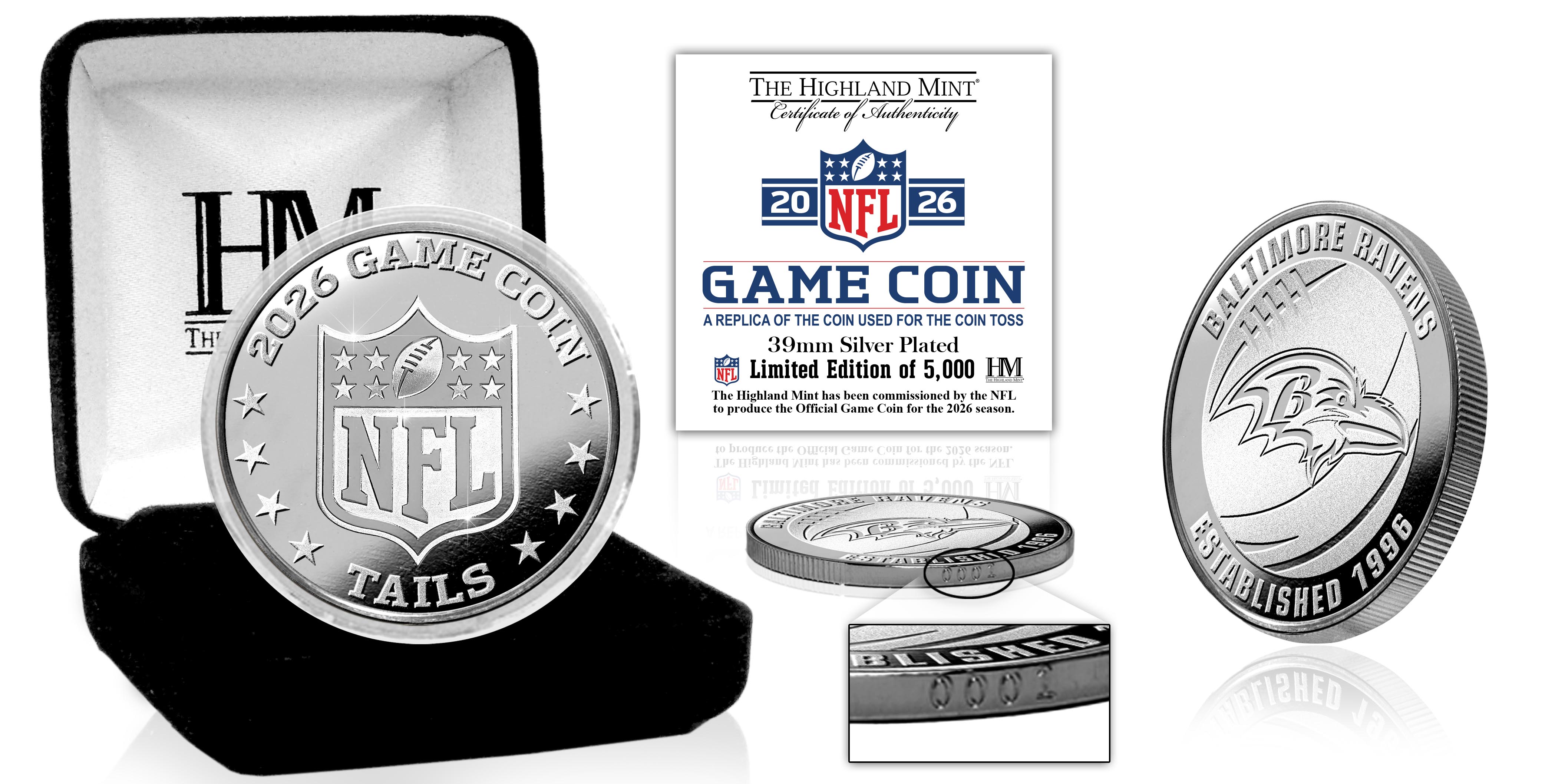 Baltimore Ravens 2026 Silver Plated Game Flip Coin – The Highland Mint