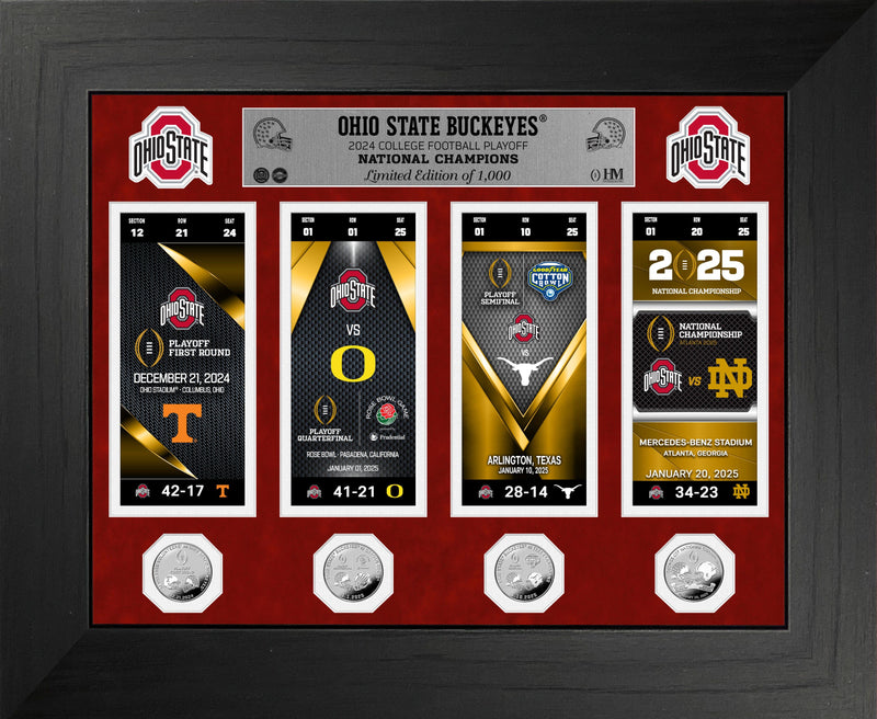 Ohio State 2024 CFP Champions Deluxe Road to Championship Silver Photo Mint - Framed