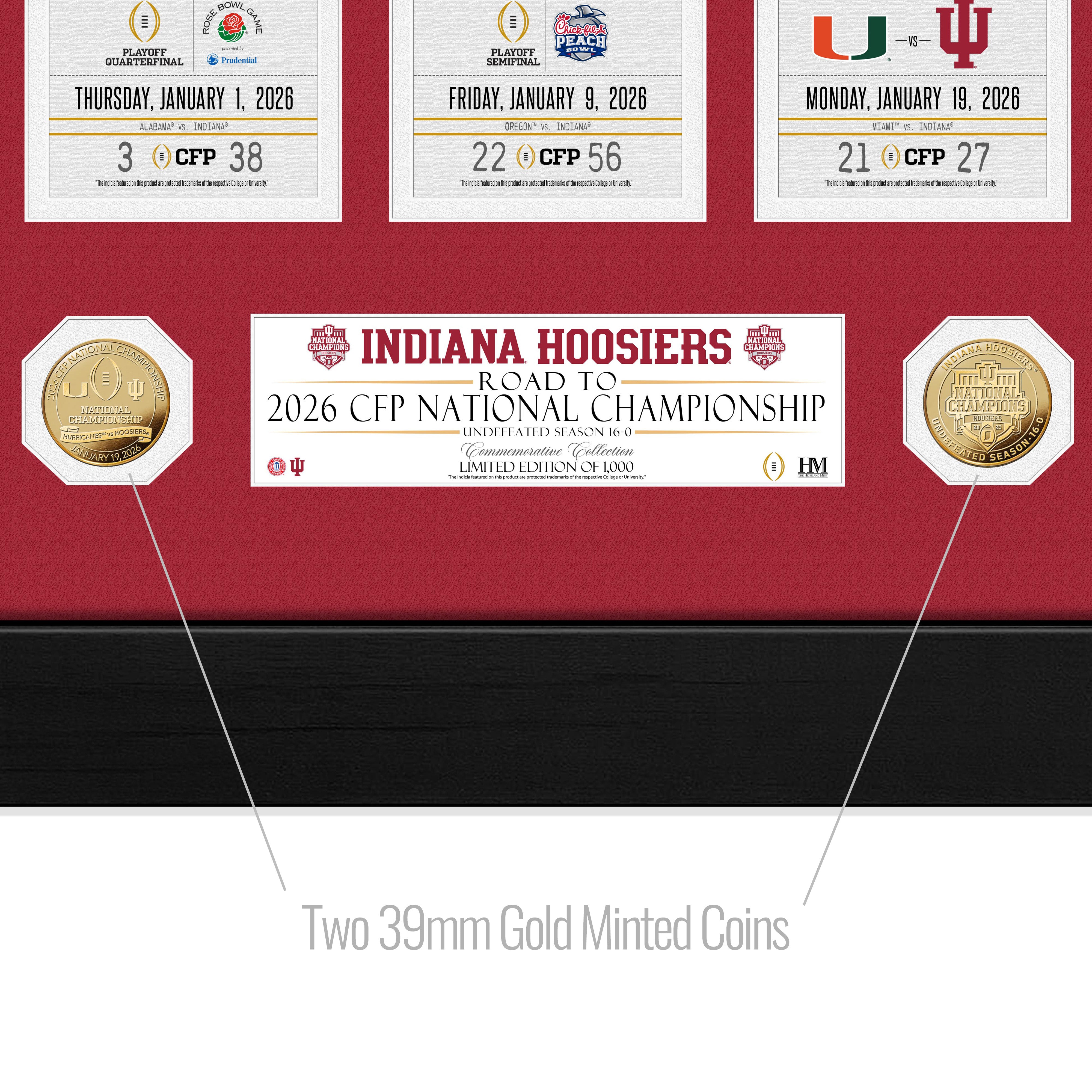 Indiana University 2025-26 CFP National Champions Deluxe Road to the Championship Gold Coin Photo Mint - Sports Fan