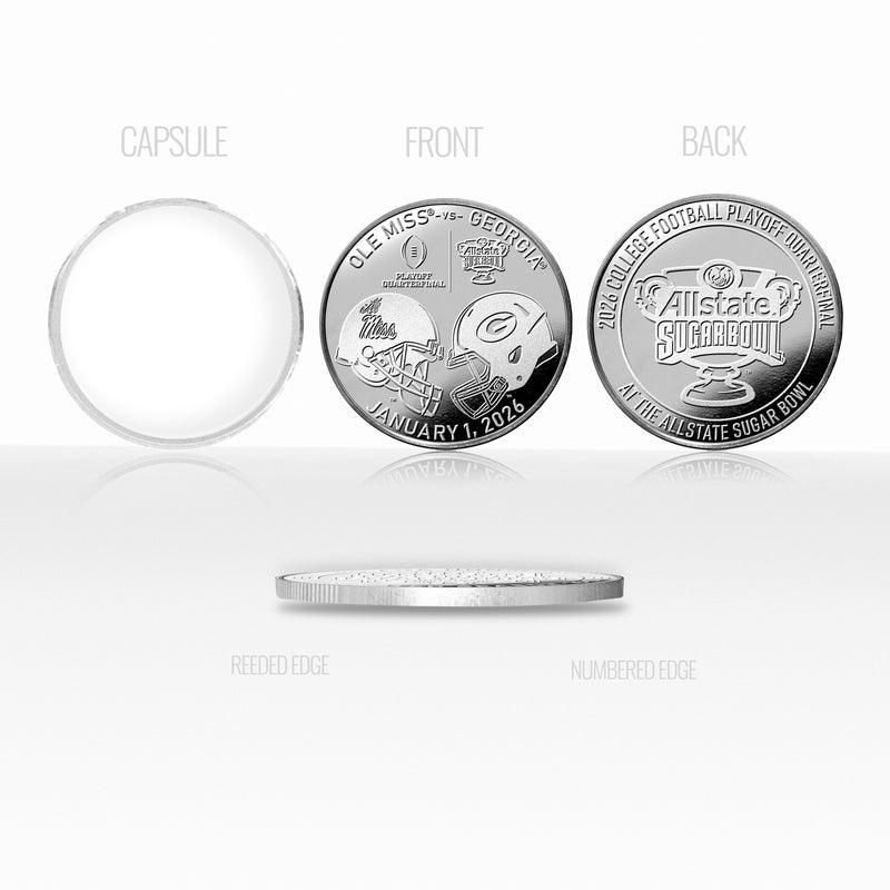 Ole Miss vs. University of Georgia 2025-26 Sugar Bowl Silver Plated Coin - Commemorative Coins Coins Made in USA 2026