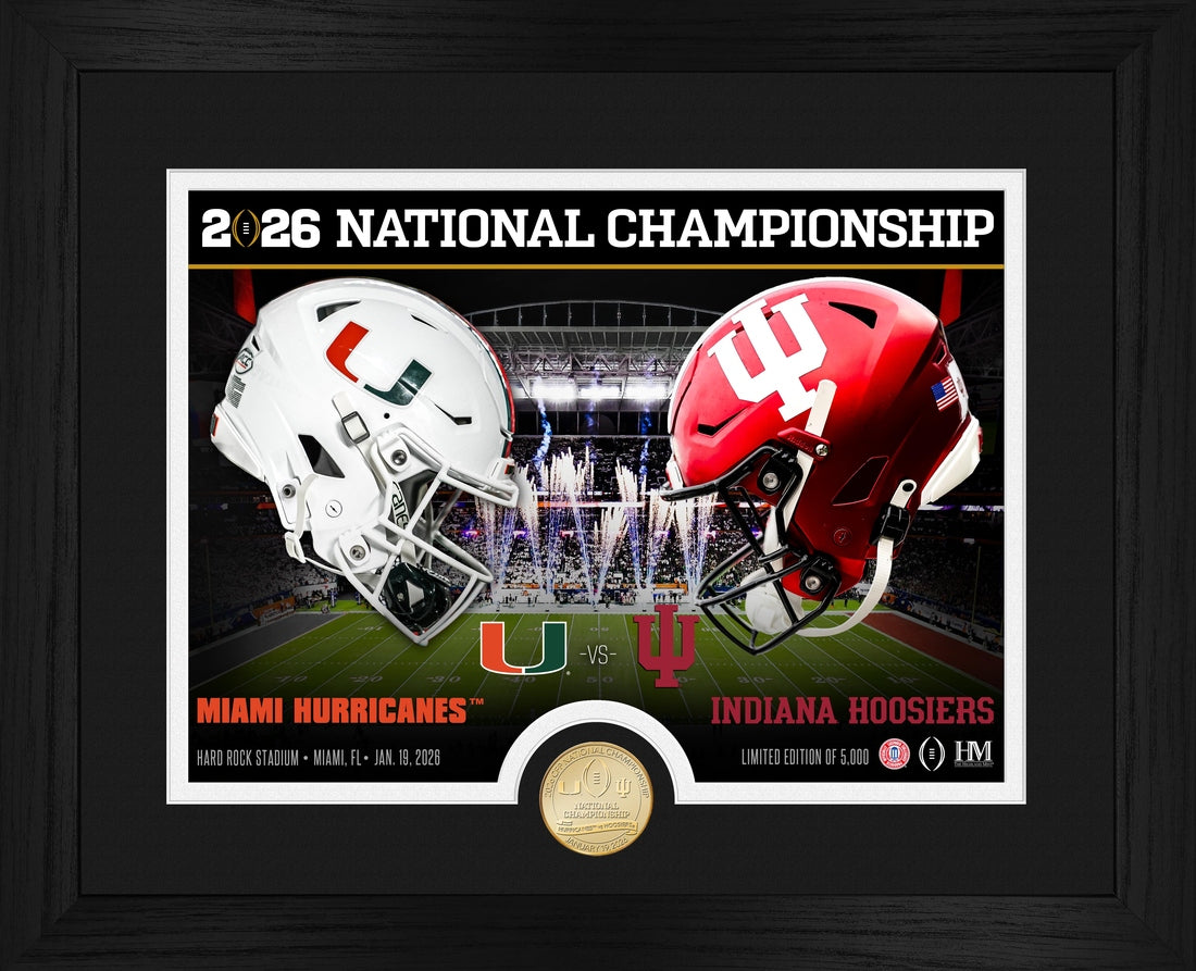 2025-26 CFP National Championship Miami Hurricanes versus Indiana Hoosiers Bronze Coin Photo Mint 2025-26 CFP National Championship Miami Hurricanes versus Indiana Hoosiers Bronze Coin Photo Mint