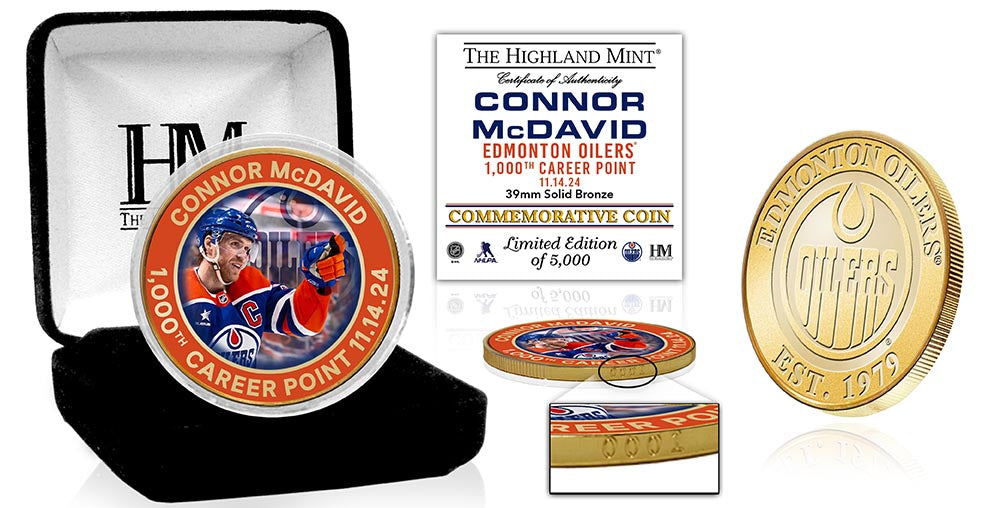Edmonton Oilers Connor McDavid 1000th Career Point Bronze Color Coin