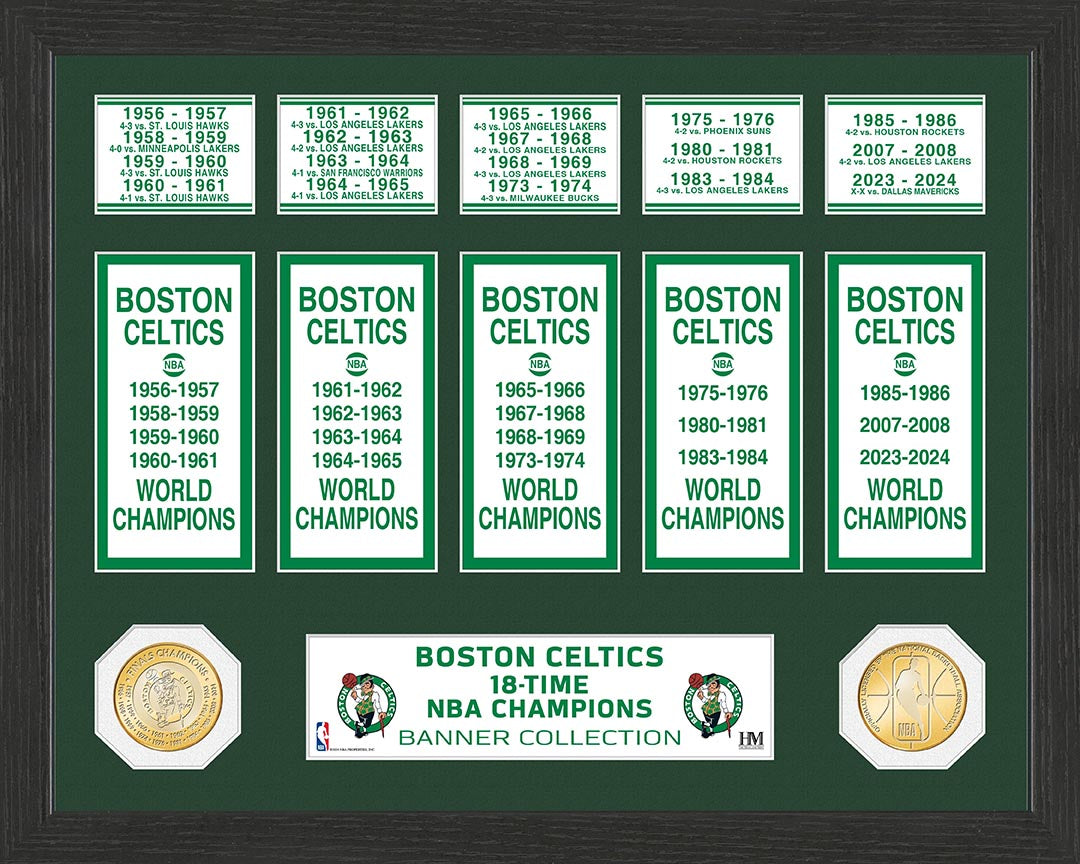 Boston Celtics 18-Time NBA Champions Banner Collection Bronze Coin Photo Mint