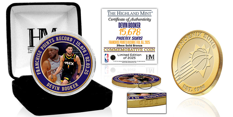 Devin Booker Phoenix Suns Franchise Points Record Bronze Coin - Coins