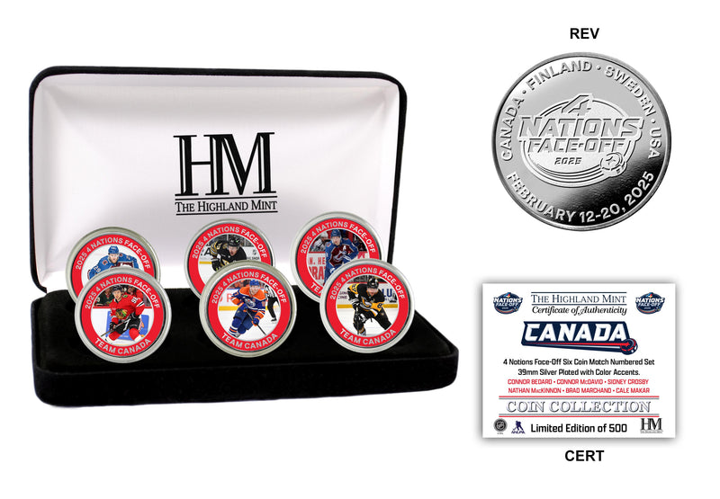 4 Nations Face Off Team Canada Six Silver Color Coins Set - Coins