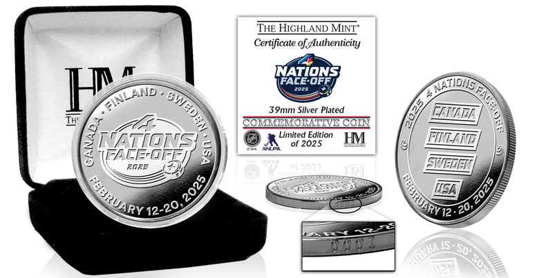 4 Nations Face Off Silver Plated Coin - Coins