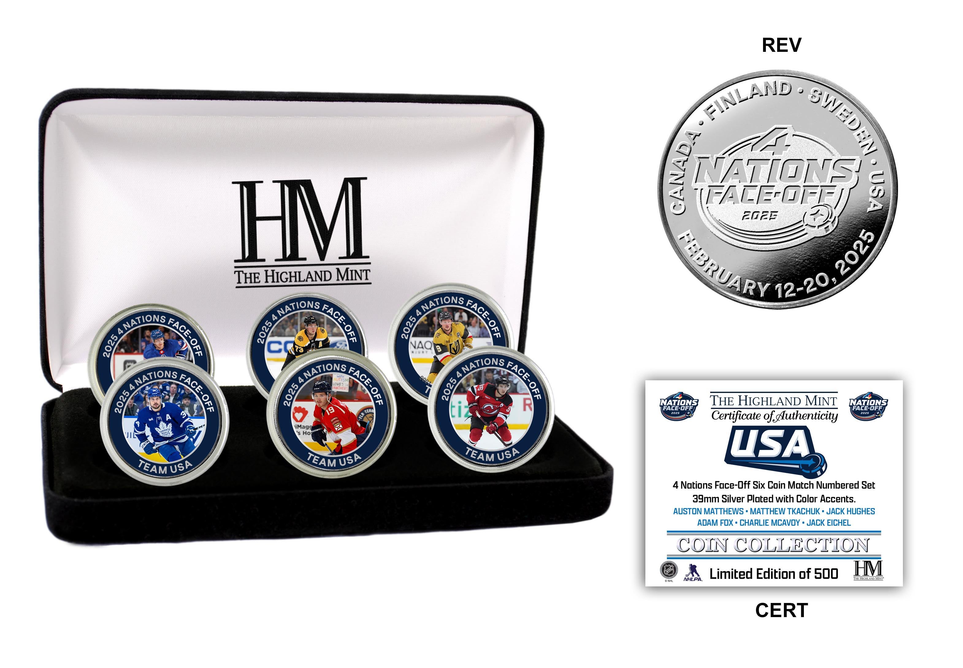 4 Nations Face Off Team USA Six Silver Color Coins Set