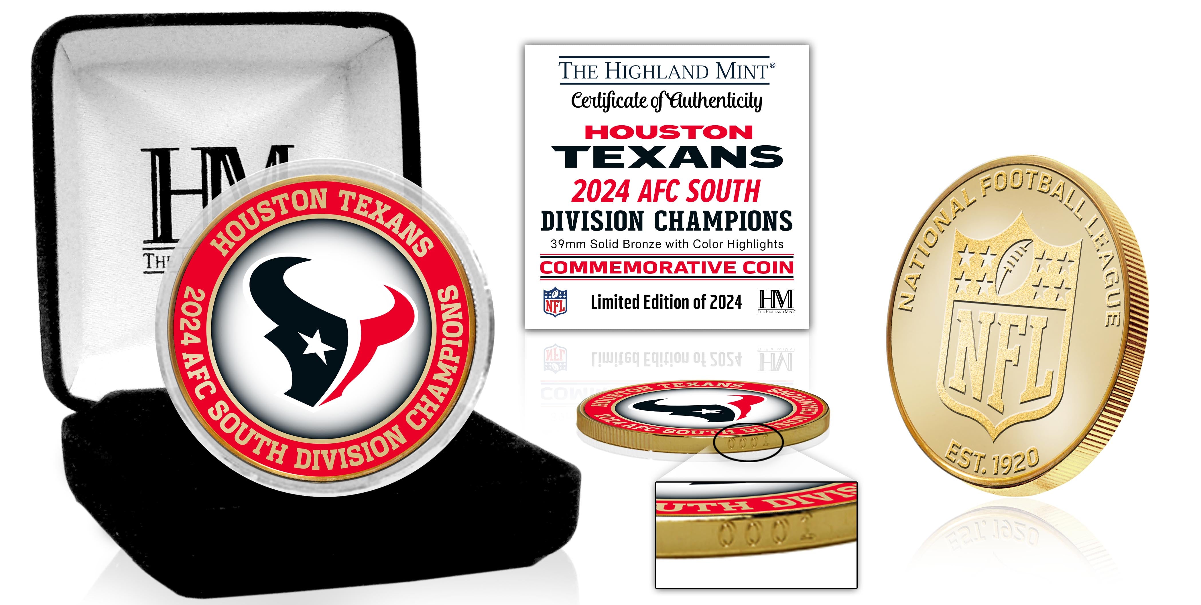 Houston Texans AFC South Division Champions Bronze Color Coin