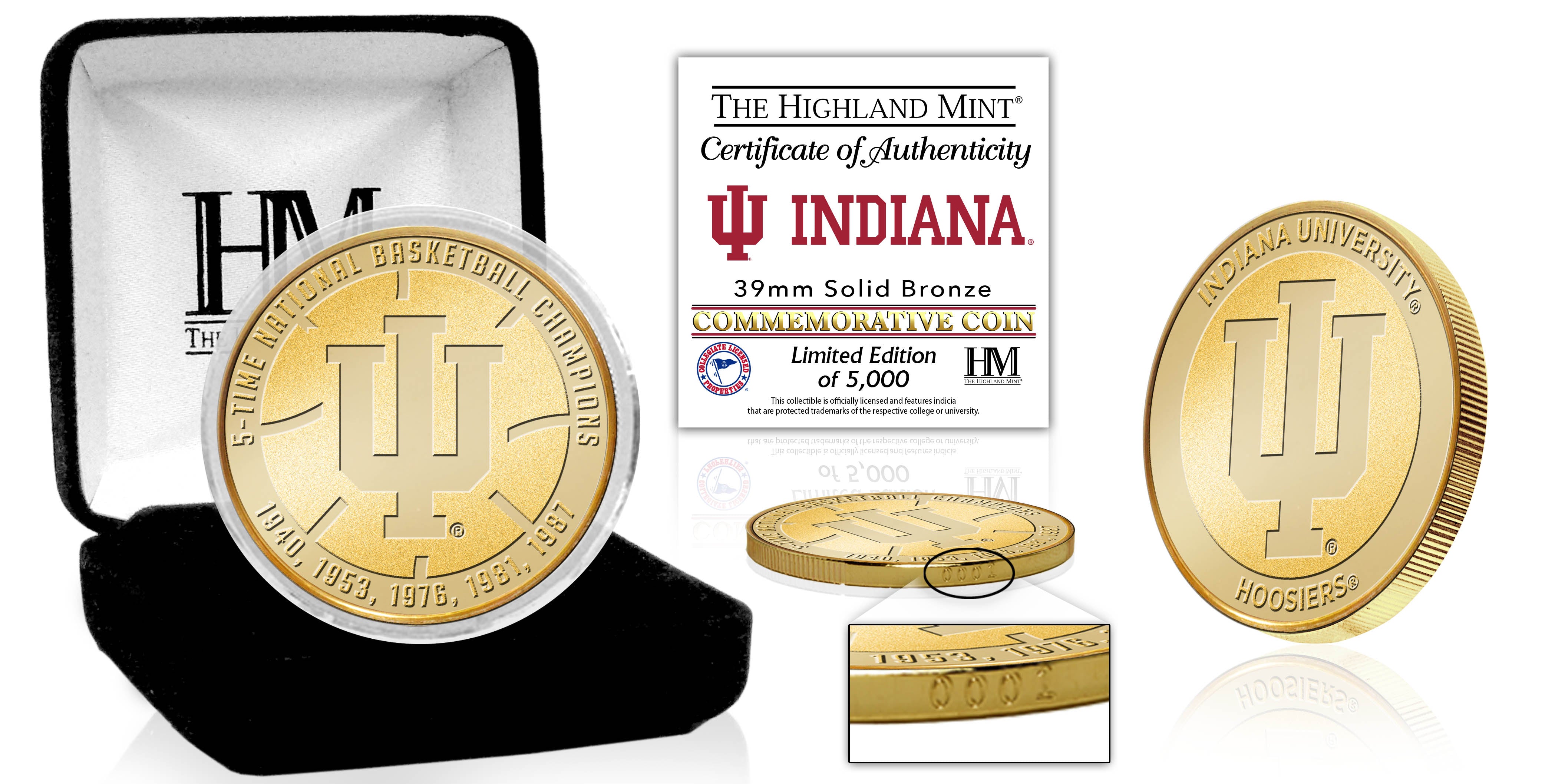 Indiana University 5 Time Basketball National Champions Bronze 
