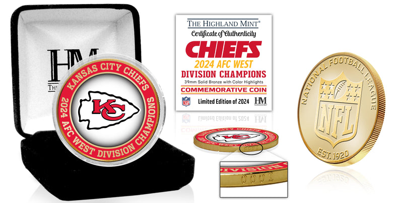 Kansas City Chiefs AFC West Division Champions Bronze Color Coin - Coins