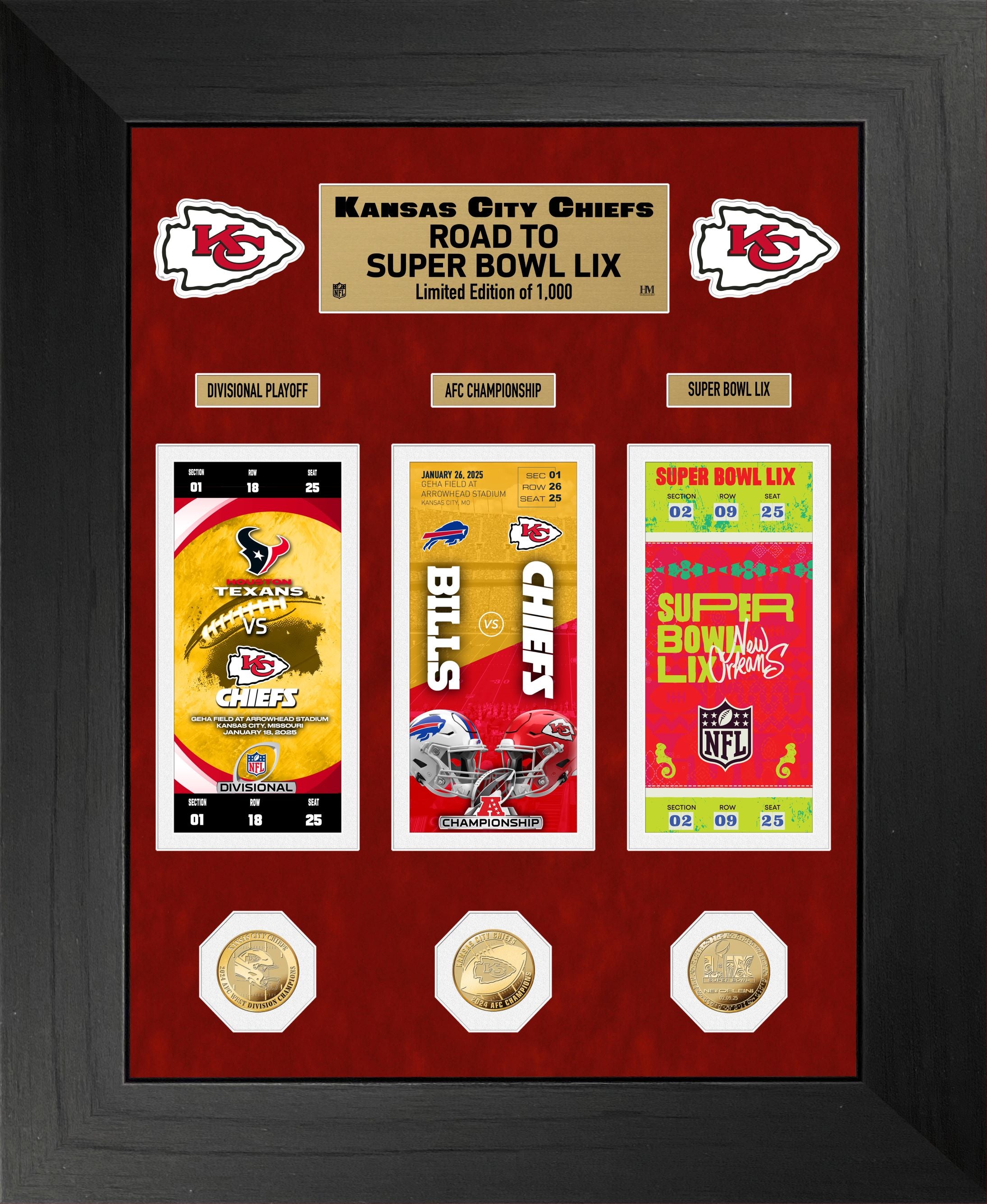 Kansas City Chiefs Road to Super Bowl LIX Deluxe Ticket and Gold Coin Photo Mint