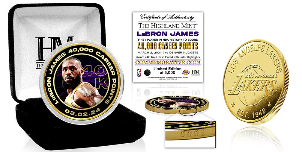 LeBron James 40,000 Career Points Gold Coin