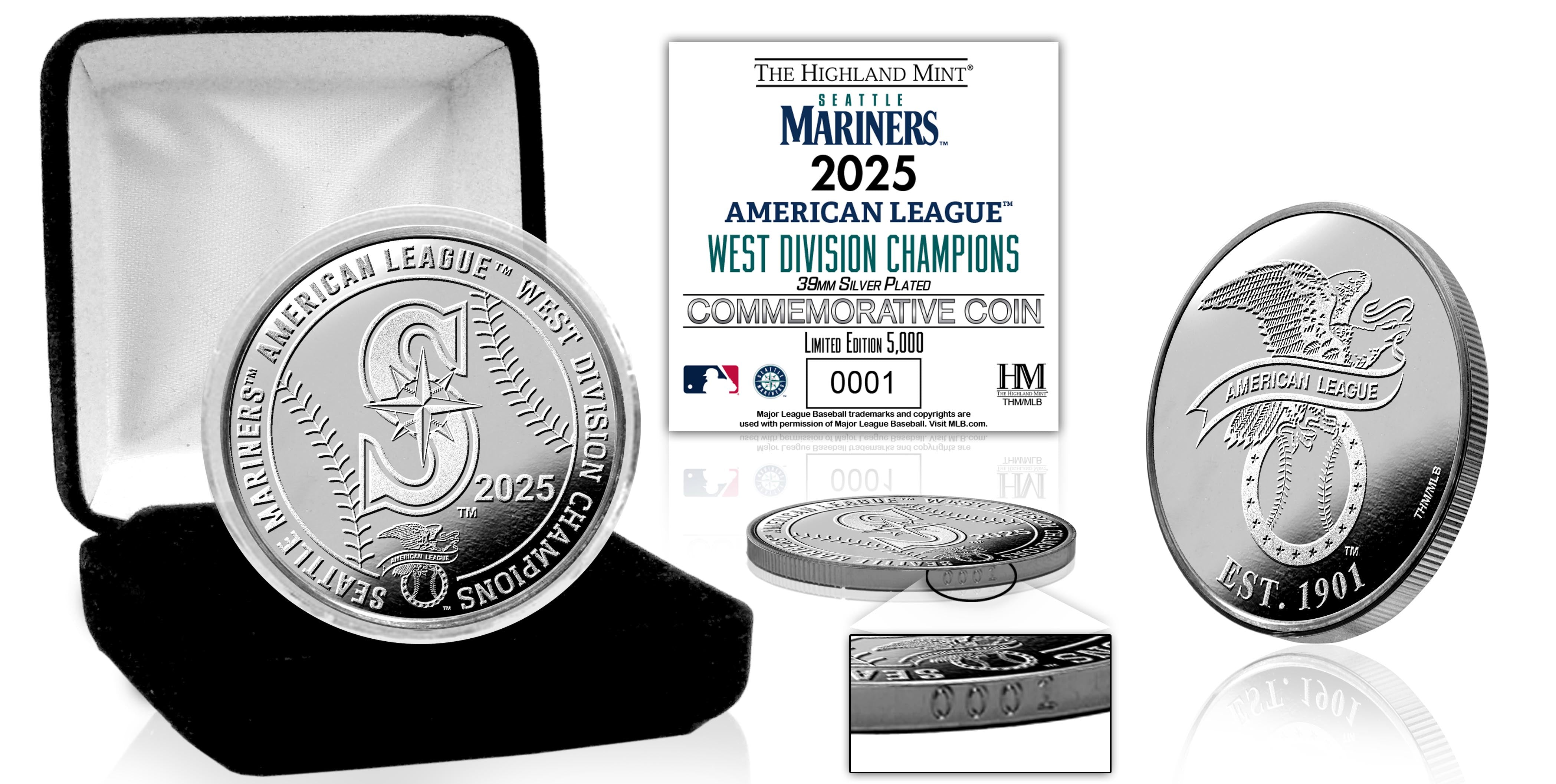 Seattle Mariners 2025 A.L. West Division Champions Silver Coin