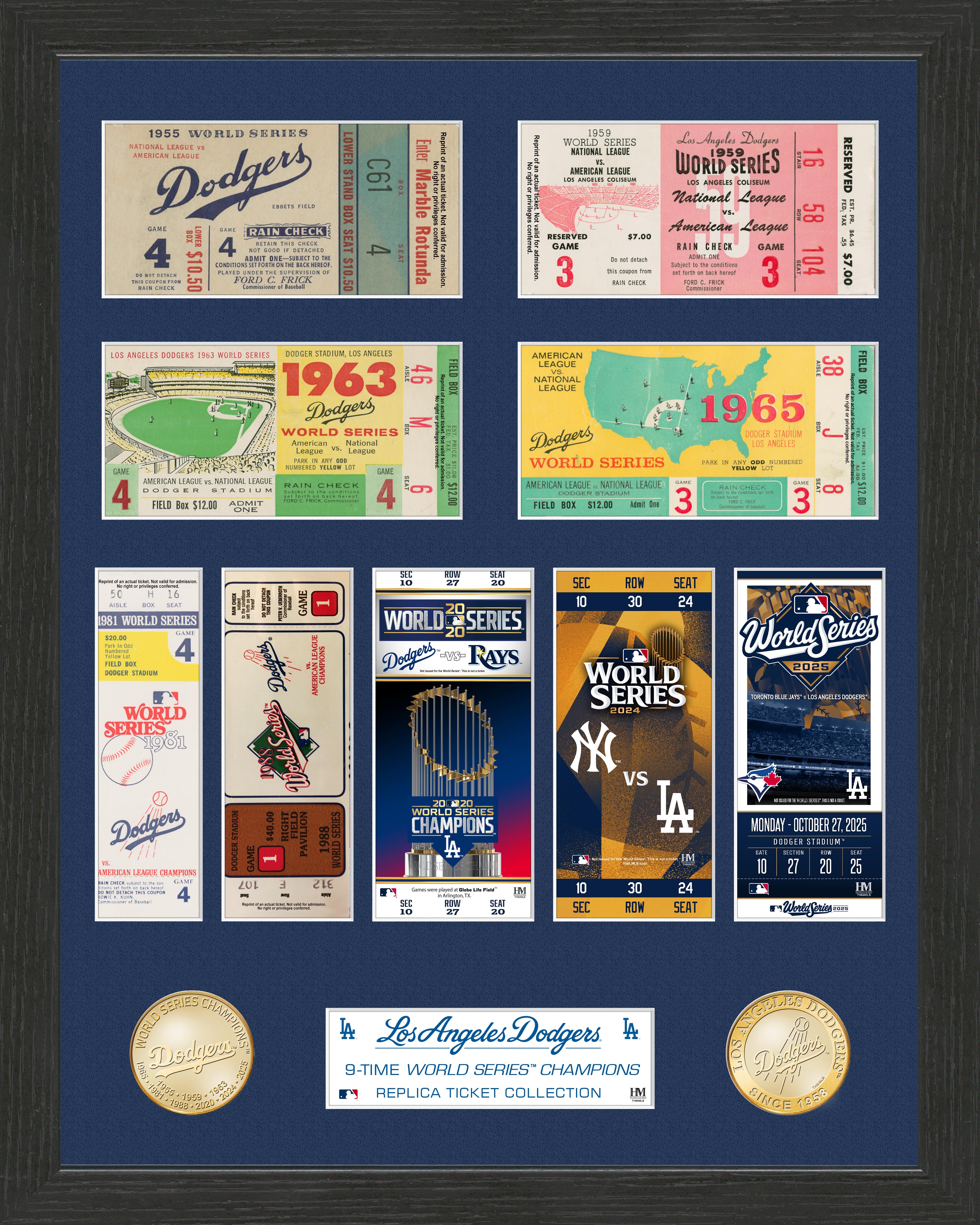 Los Angeles Dodgers 9x World Series Champions Bronze Coin Ticket Photo