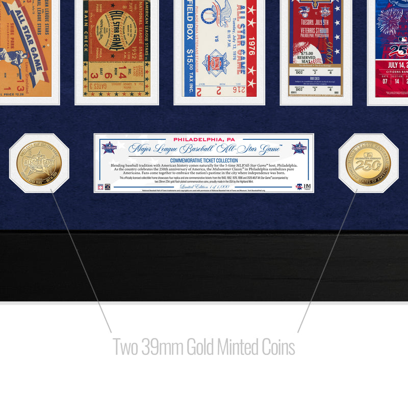 Deluxe Philadelphia MLB All Star Game Ticket History Gold Coin Collection