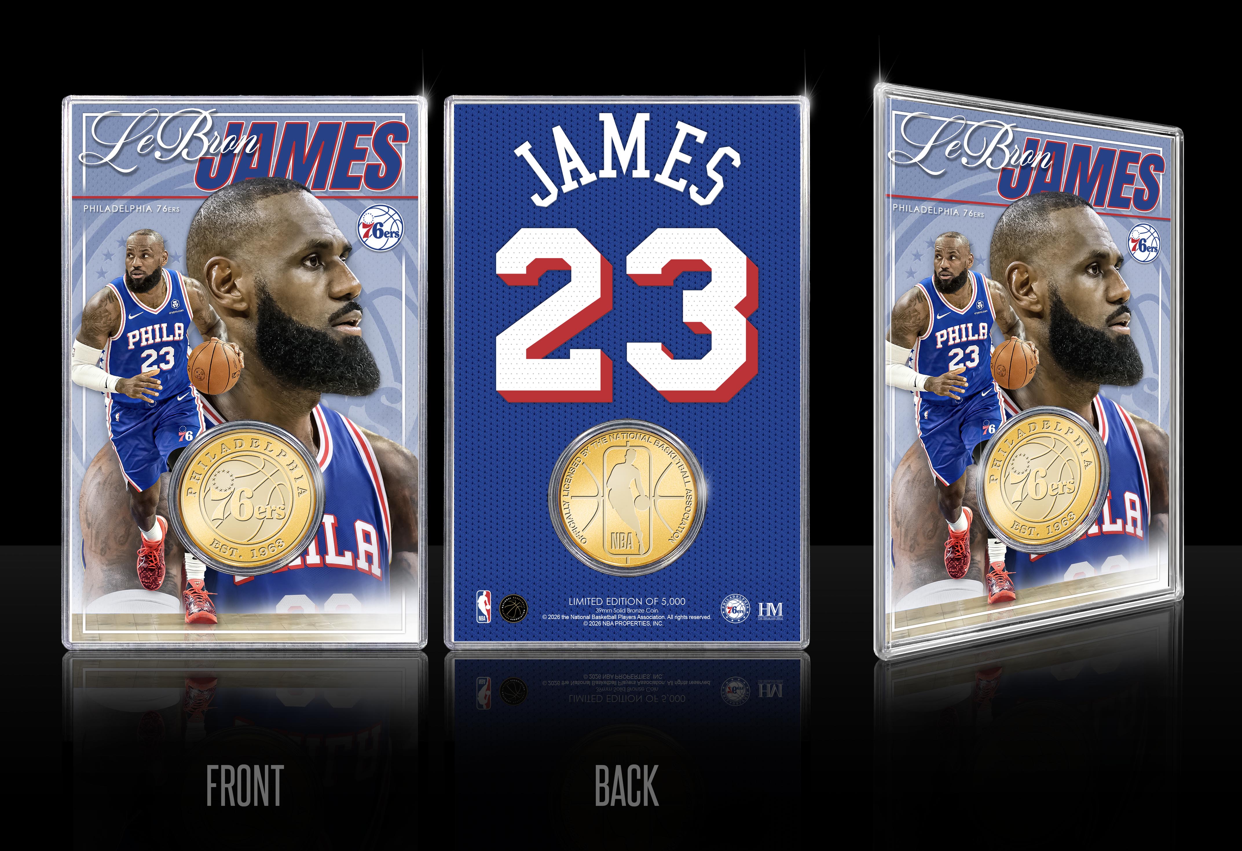 NBA COLLECTOR レブロン シークレットあり LeBron James 76ers Artist Bronze Acrylic Coin Holder – The