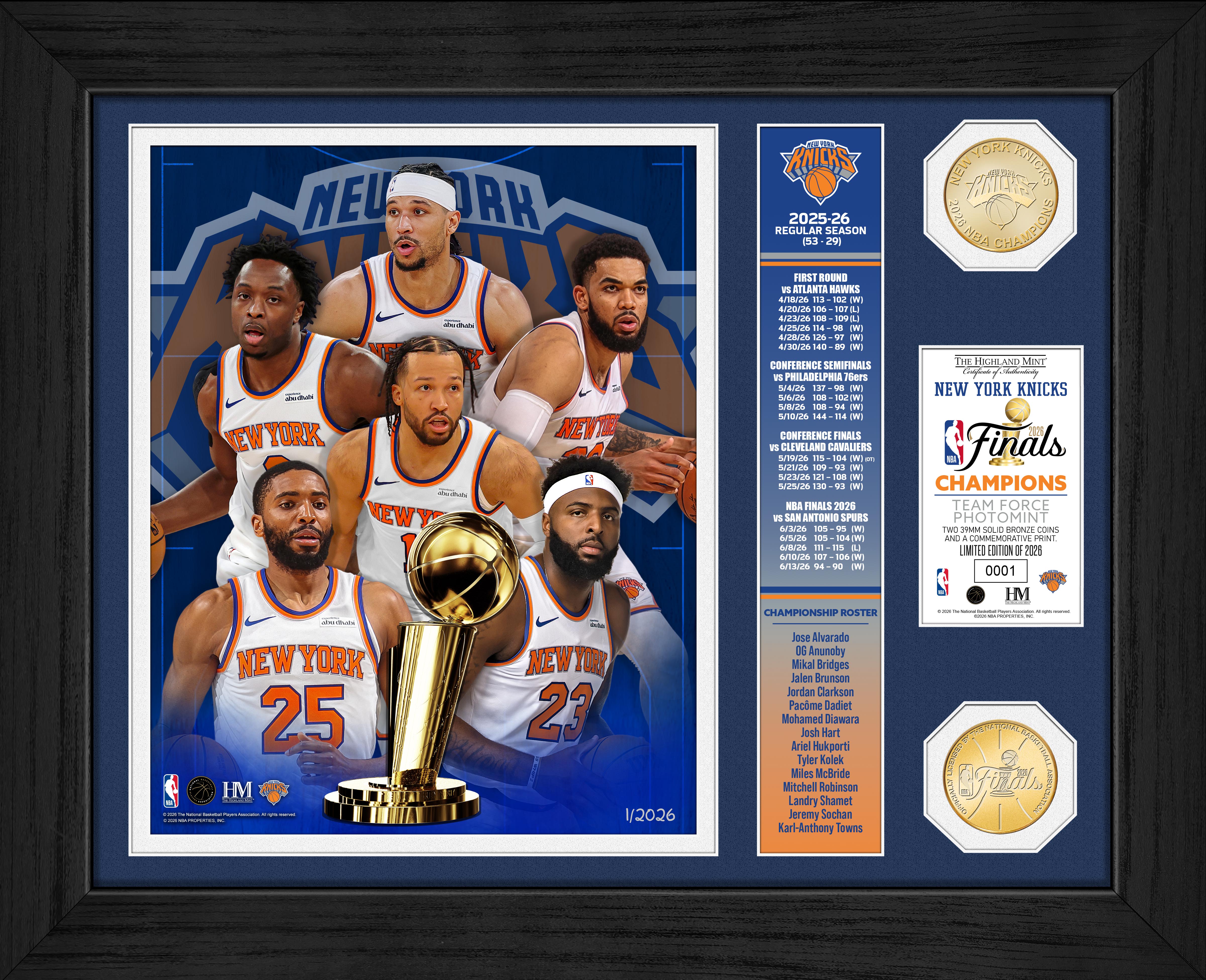 The higland Mint NBA ニックス#17 ジェレミー・リン New York Knicks 2026 NBA Champions Team Force Bronze Coin Photo
