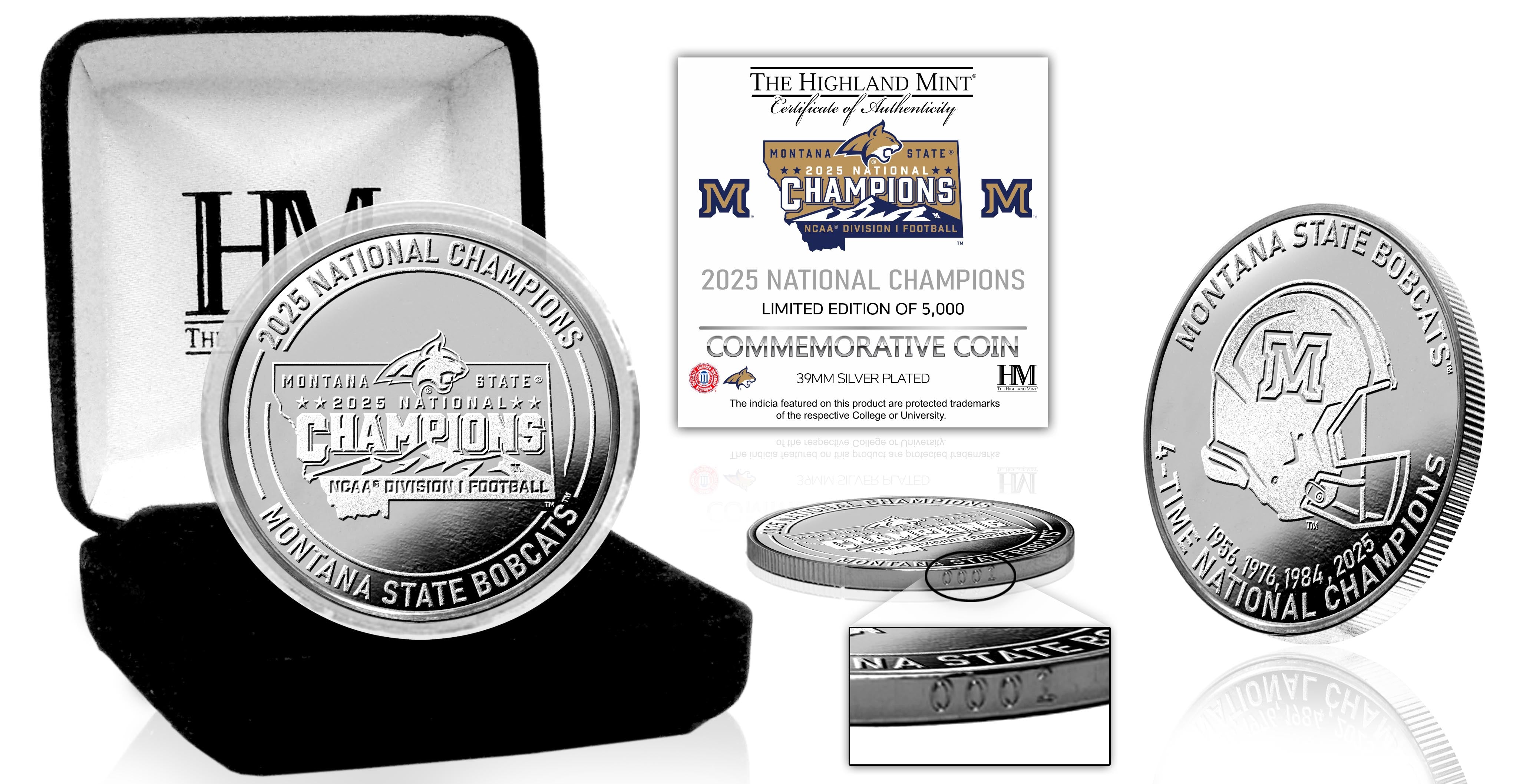 Montana State Bobcats 2025 NCAA Div 1 FCS National Champions Silver Plated Coin