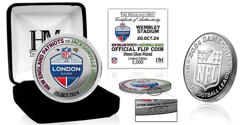 2024 London Games New England Patriots vs Jacksonville Jaguars Silver Plated Flip Coin - Coins