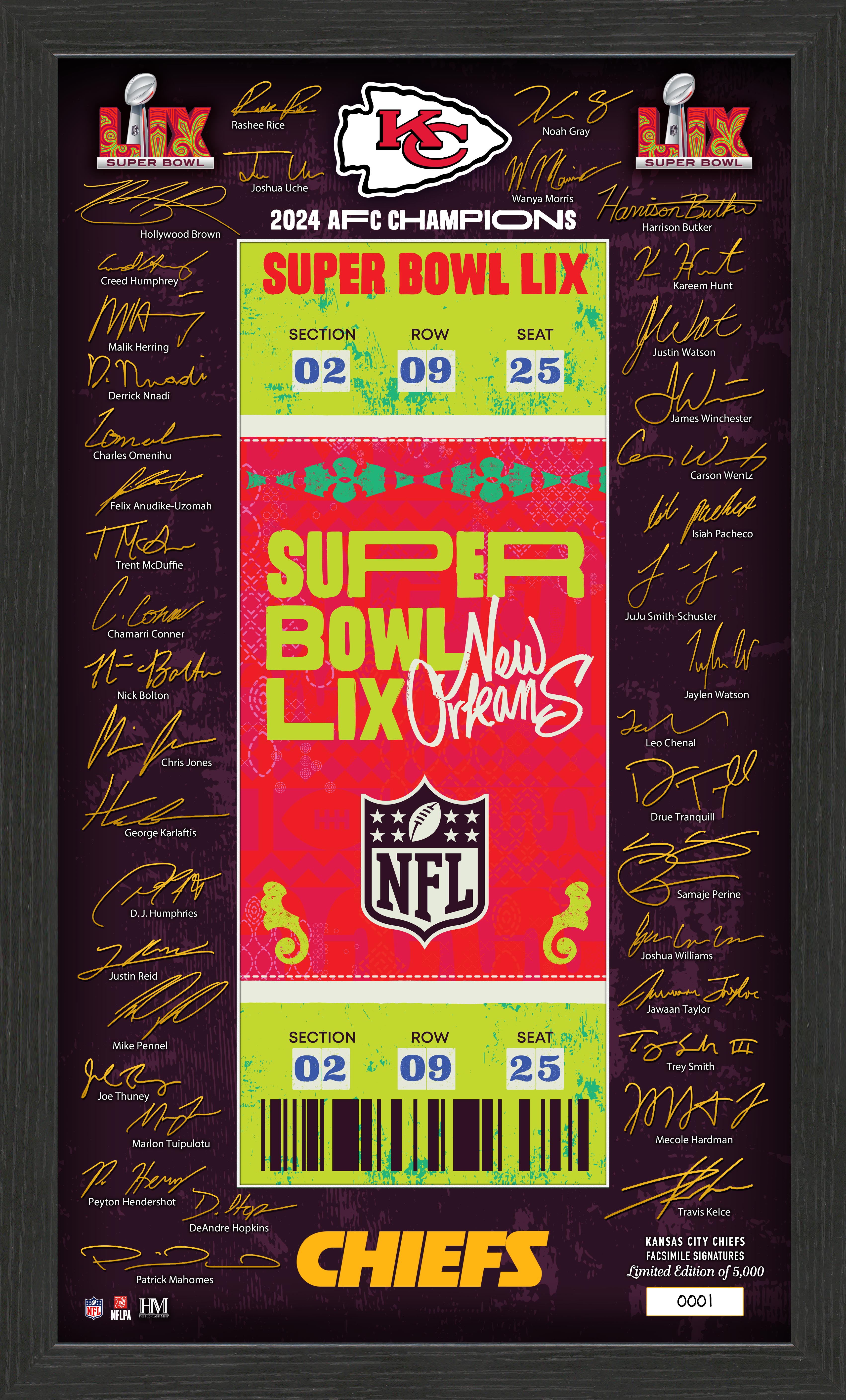 Kansas City Chiefs Super Bowl LIX Signature Ticket Frame