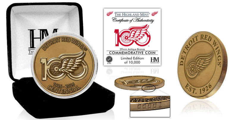 Detroit Red Wings 100th Anniversary Antique Bronze Coin