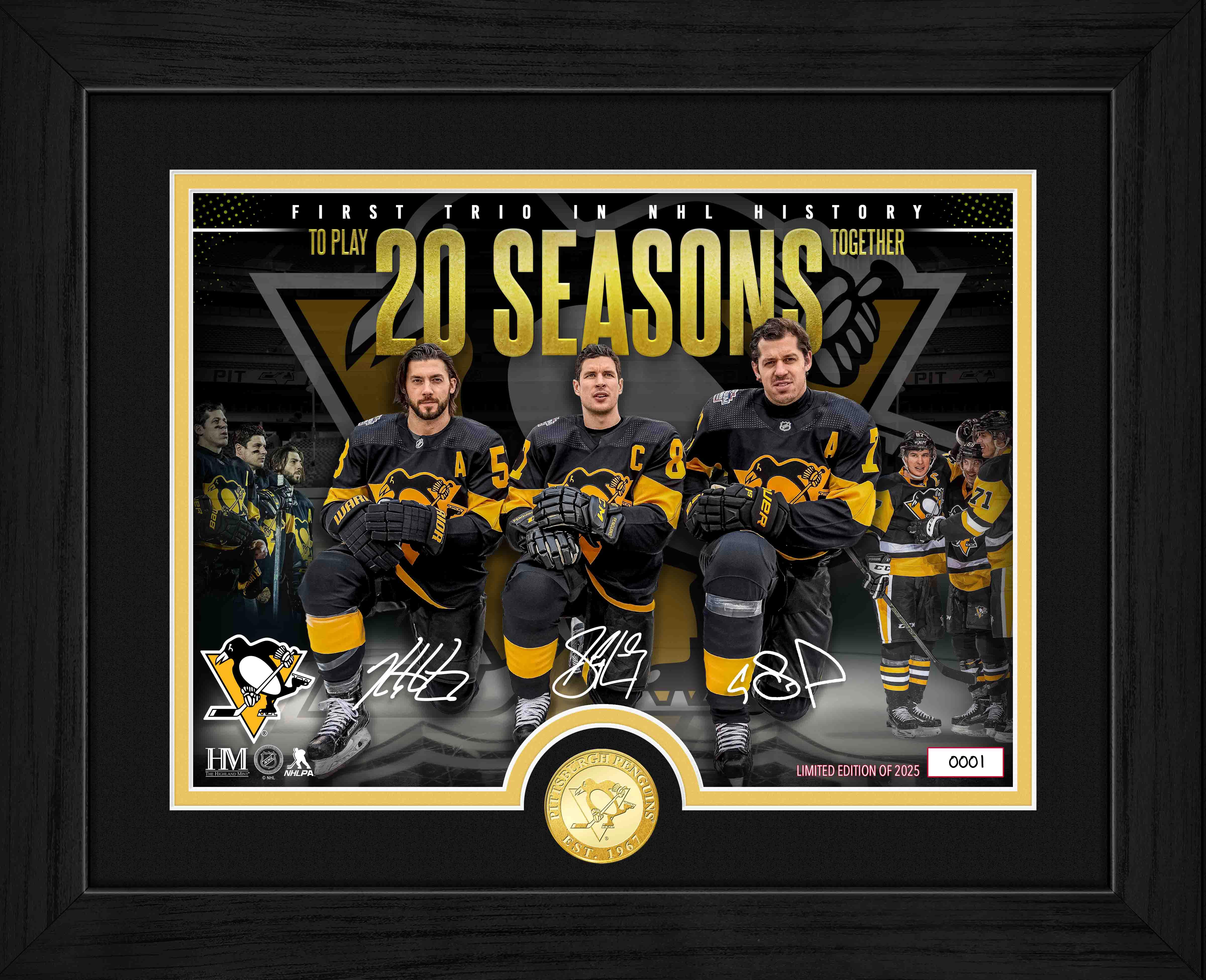 Pittsburgh Penguins First Trio to Play 20 Seasons Bronze Coin Photo Mint