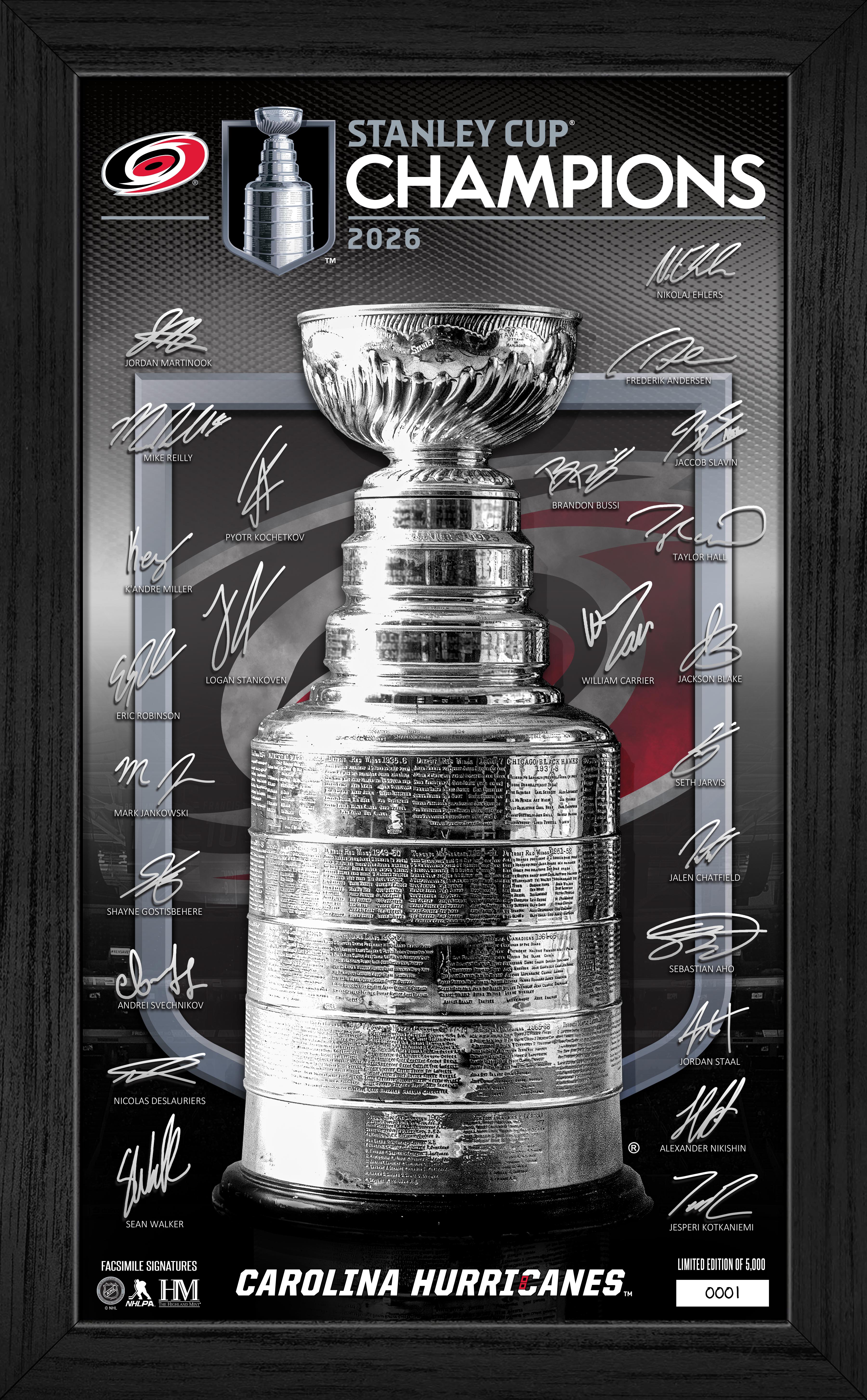 Carolina Hurricanes 2026 Stanley Cup Champions Signature Frame