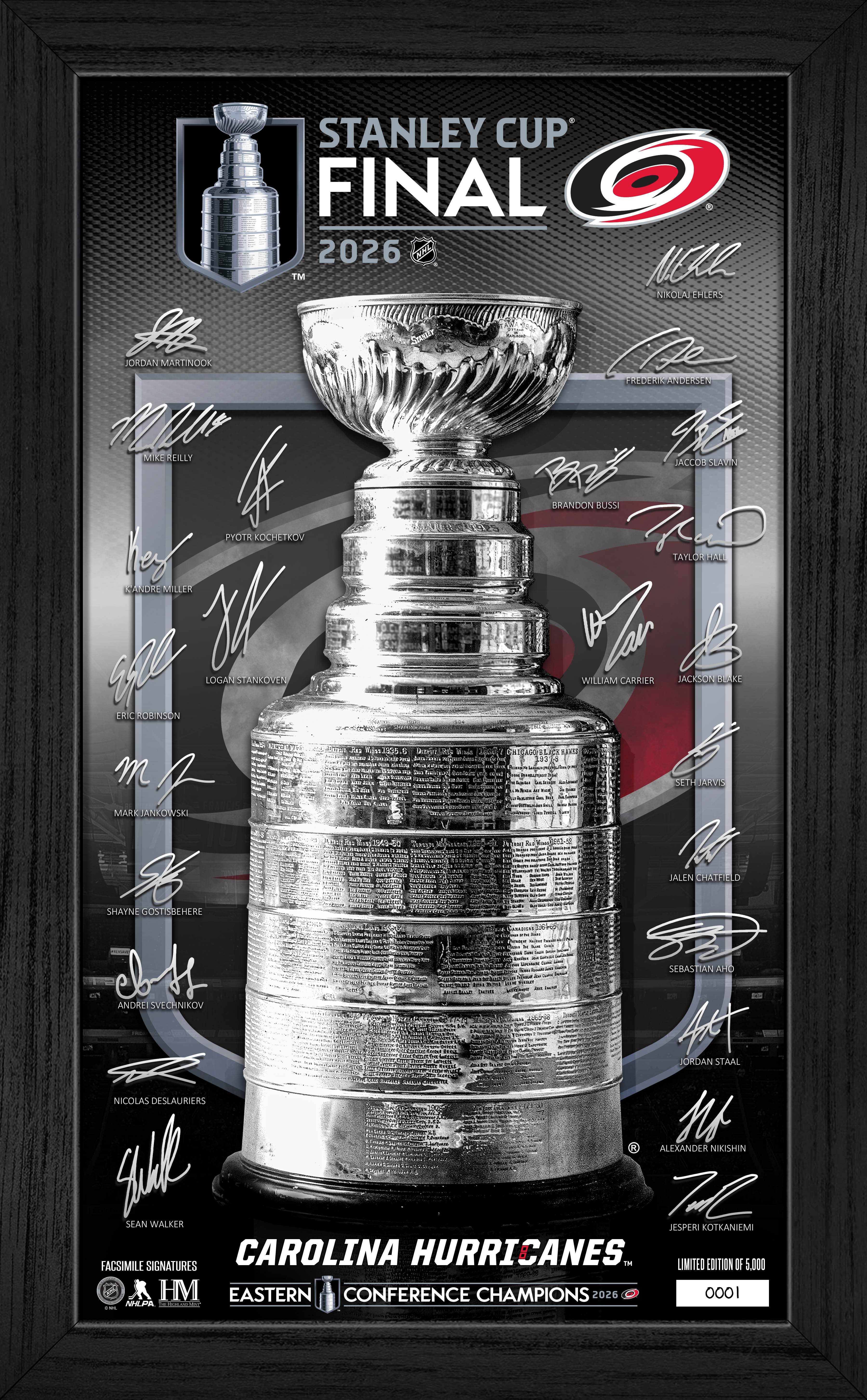 Carolina Hurricanes 2026 NHL Eastern Conference Champions Signature Frame