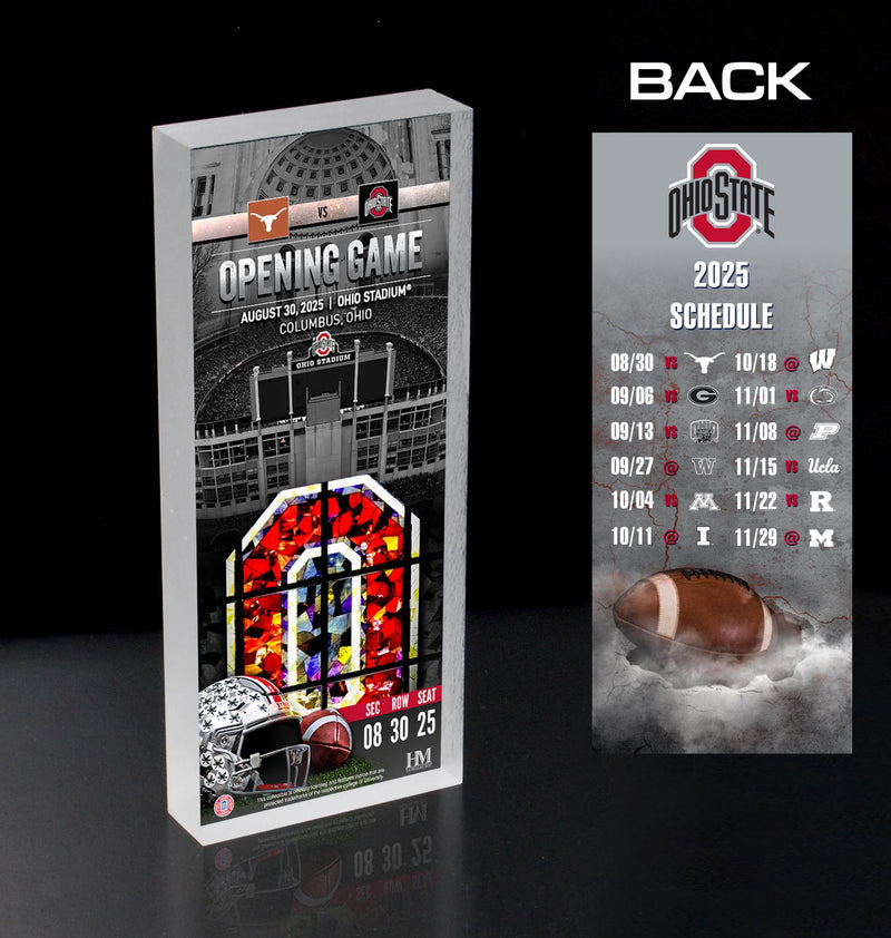 Ohio State Buckeyes Football 2025 Opening Game Commemorative Acrylic Ticket