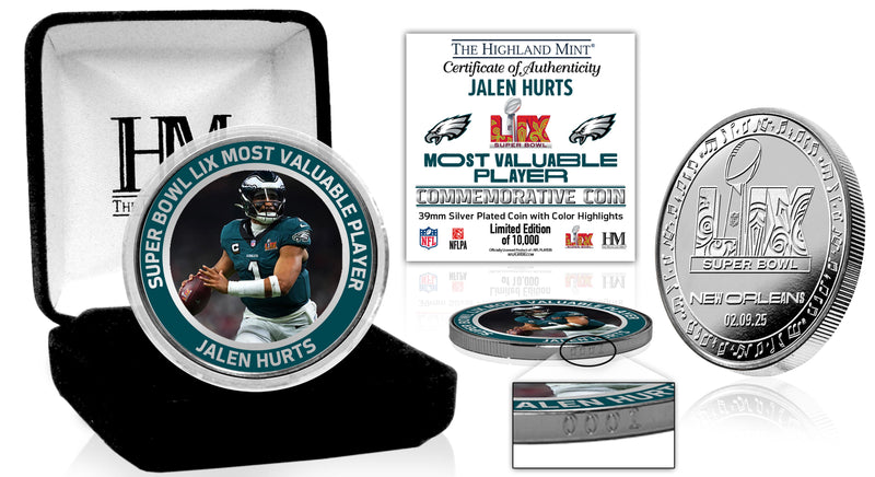 Philadelphia Eagles Super Bowl LIX MVP Jalen Hurts Silver Mint Coin - Coins