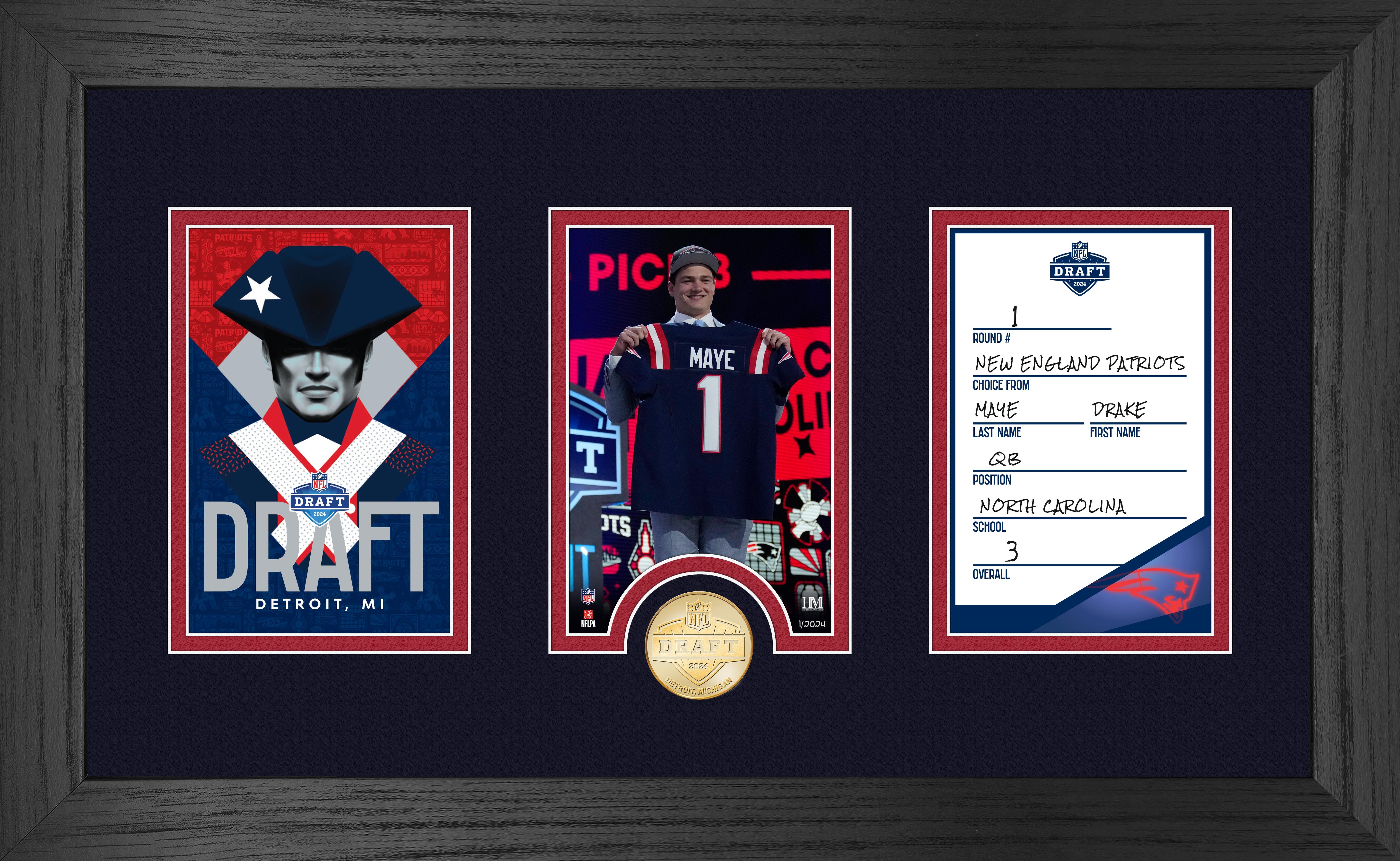 New England Patriots 2024 NFL Draft Card Bronze Coin Photo Mint