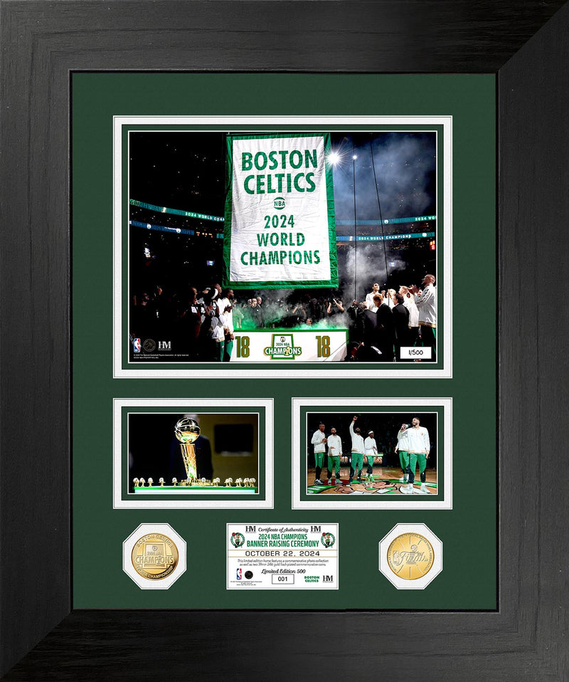 Boston Celtics 2024 NBA Championship Ticket Bronze Coin Marquee Photo Mint - Framed