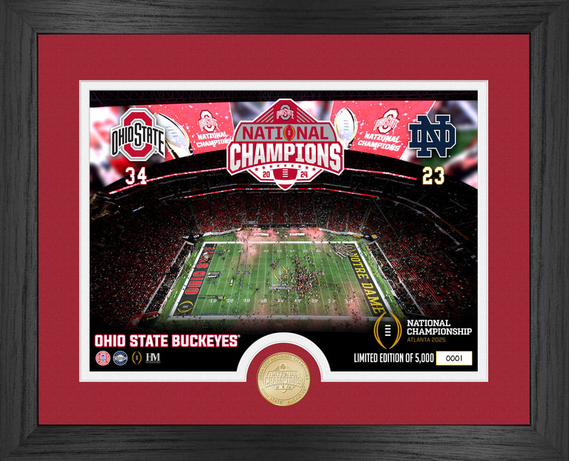 Ohio State Buckeyes 2024-25 CFP National Champions Celebration Bronze Coin Photo Mint - Framed