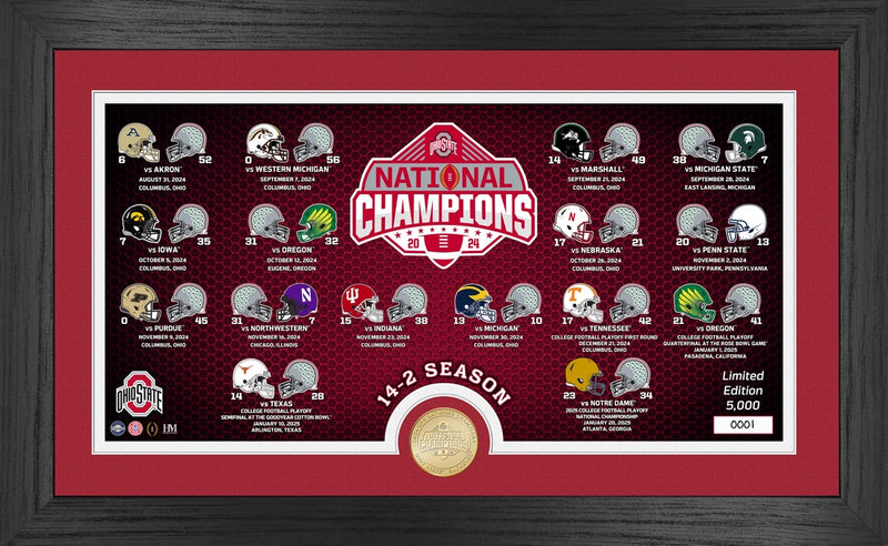 Ohio State Buckeyes 2025 CFP Football National Champions Season Match Ups Bronze Coin Photo Mint - Framed