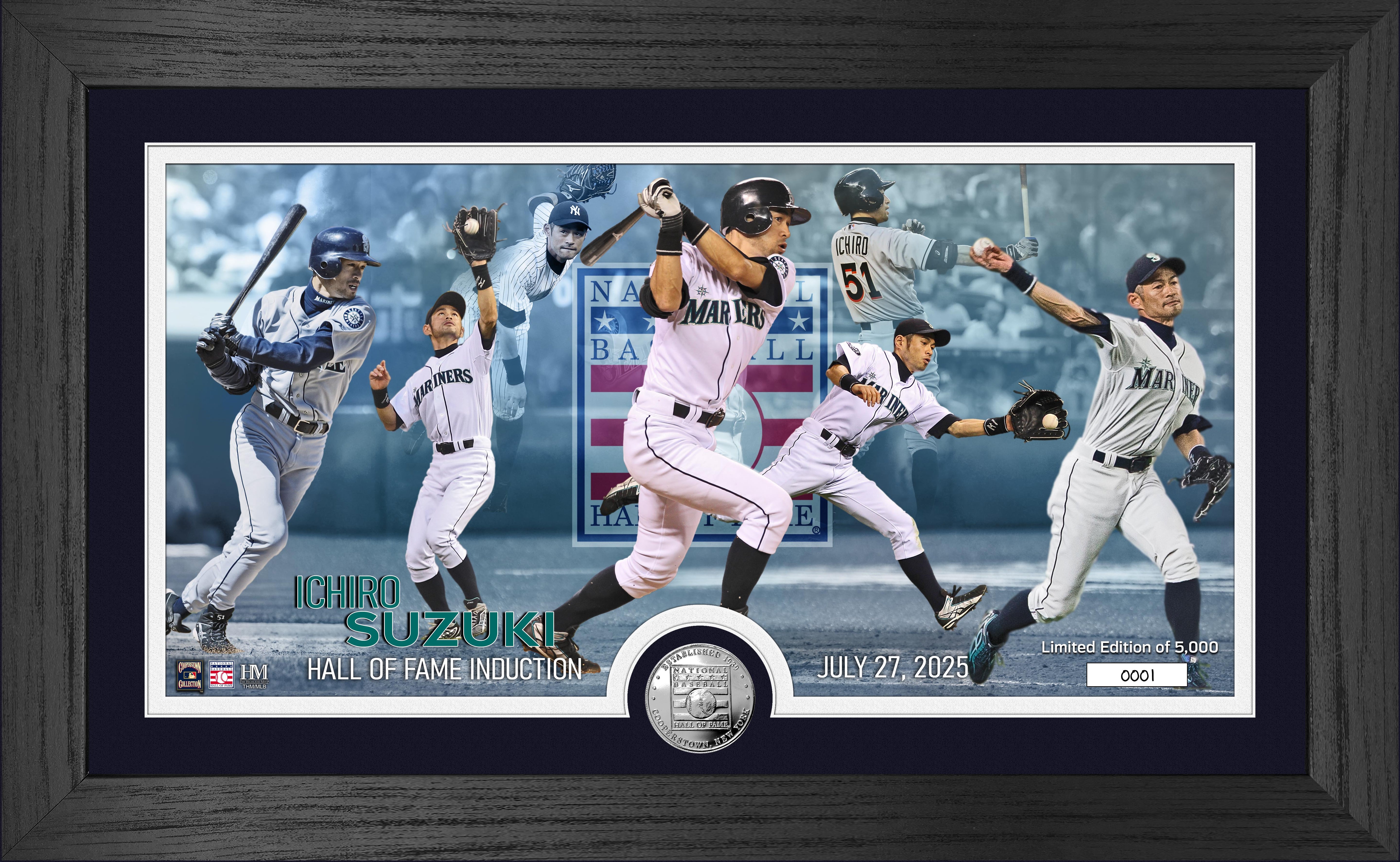 Ichiro Suzuki Hall of Fame Induction Silver Coin Pano Photo Mint