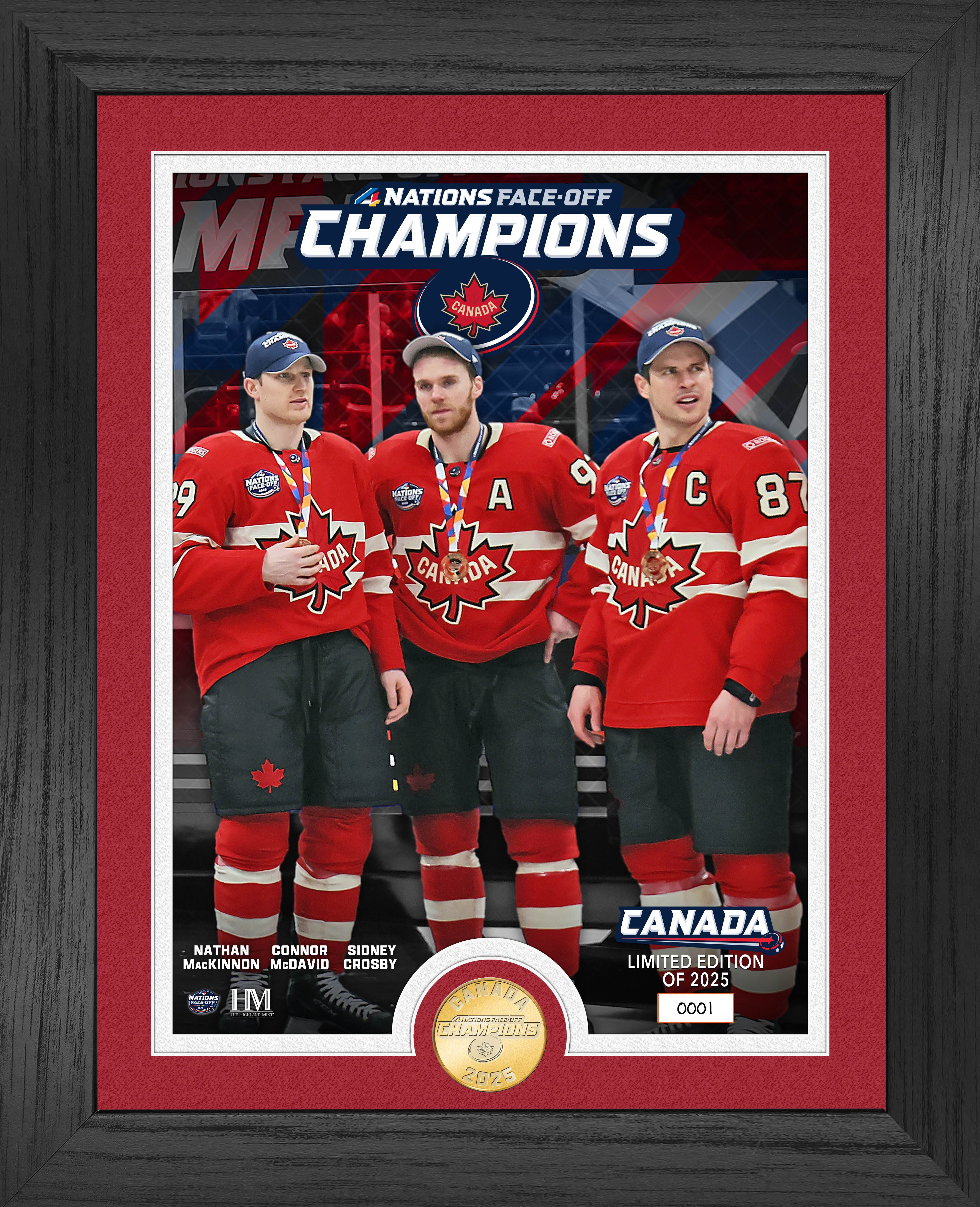 McDavid Crosby MacKinnon 4 Nations Champs Bronze Coin Photo Mint
