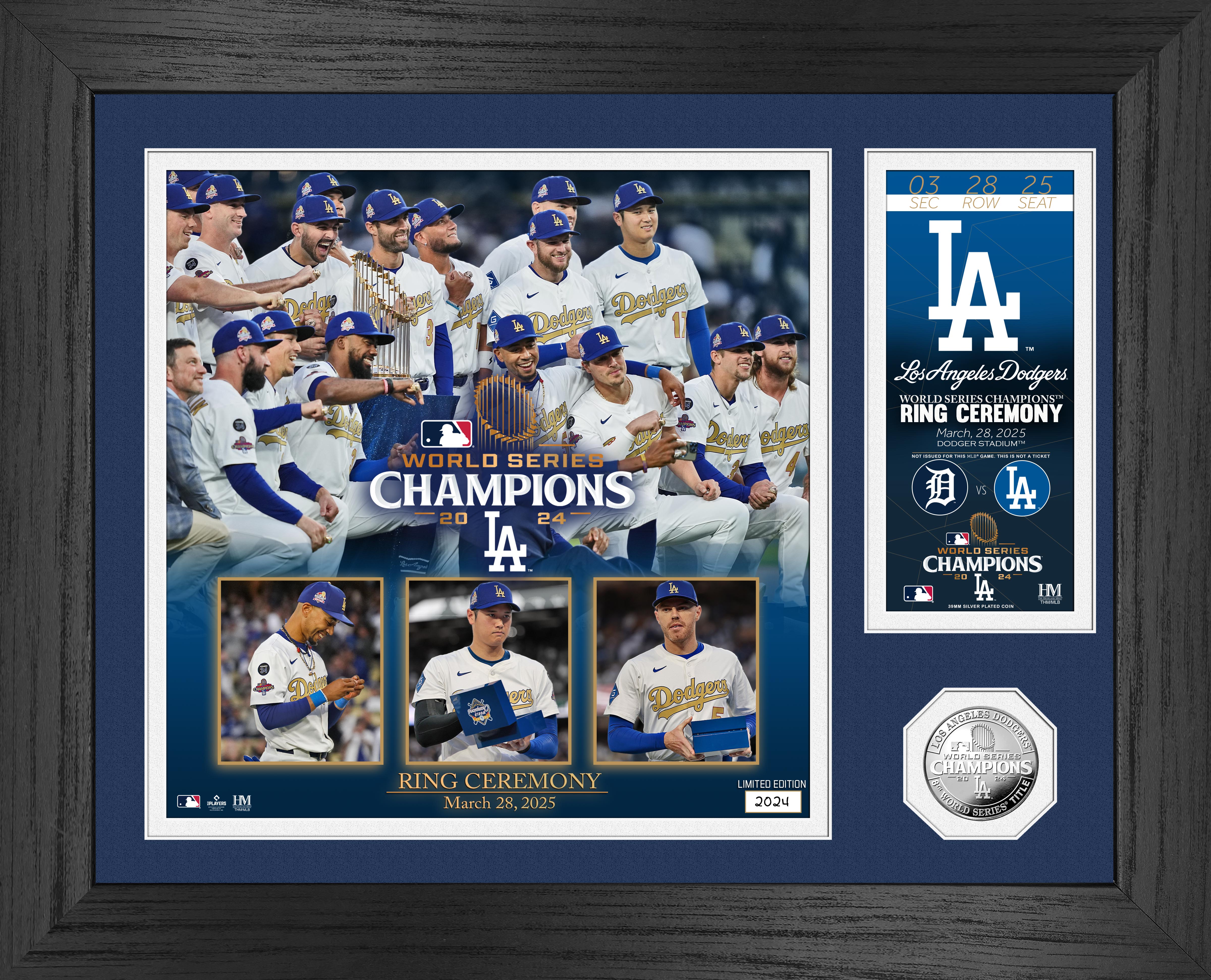 Dodgers 2024 World Series Champs Ring Ceremony Silver Coin Photo Mint