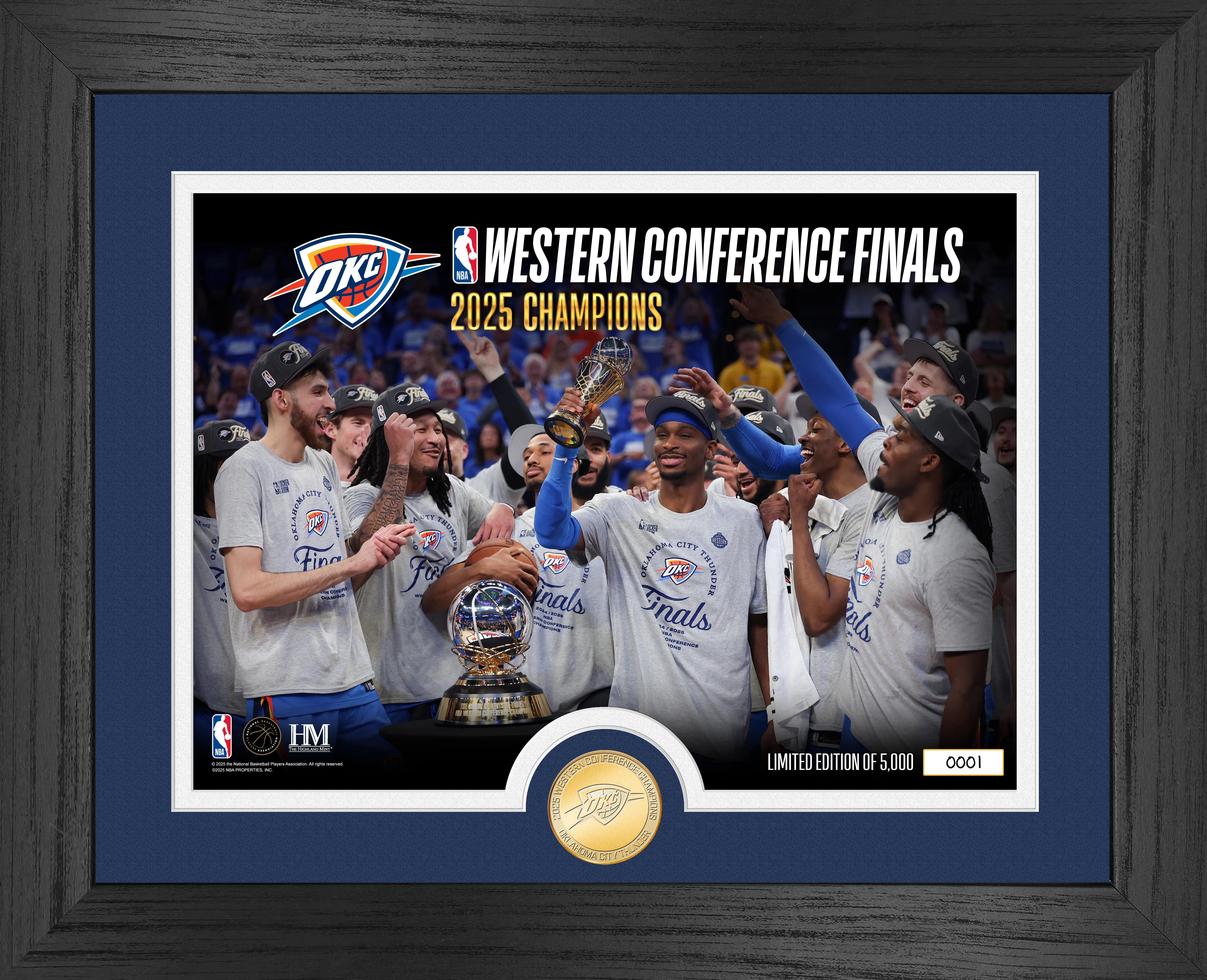 Oklahoma City Thunder 2025 NBA Western Conference Champions Celebration Photo Mint
