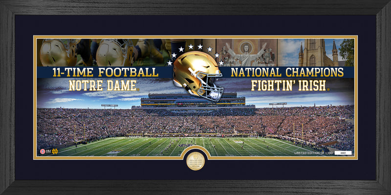 University of Notre Dame 11x Champions Panoramic Stadium Bronze Coin Photo Mint