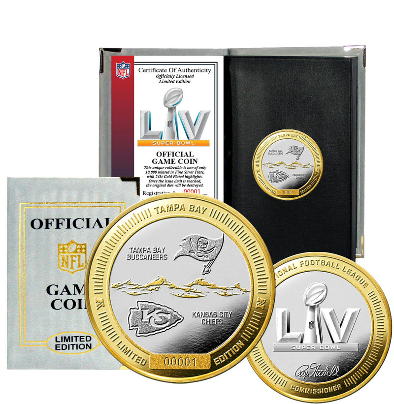 Super Bowl LV Buccaneers vs Chiefs Gold and Silver 2-Tone Flip Coin - Coins