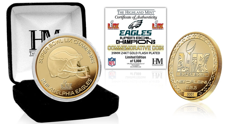 Philadelphia Eagles Super Bowl LIX Champions Gold Mint Coin - Coins