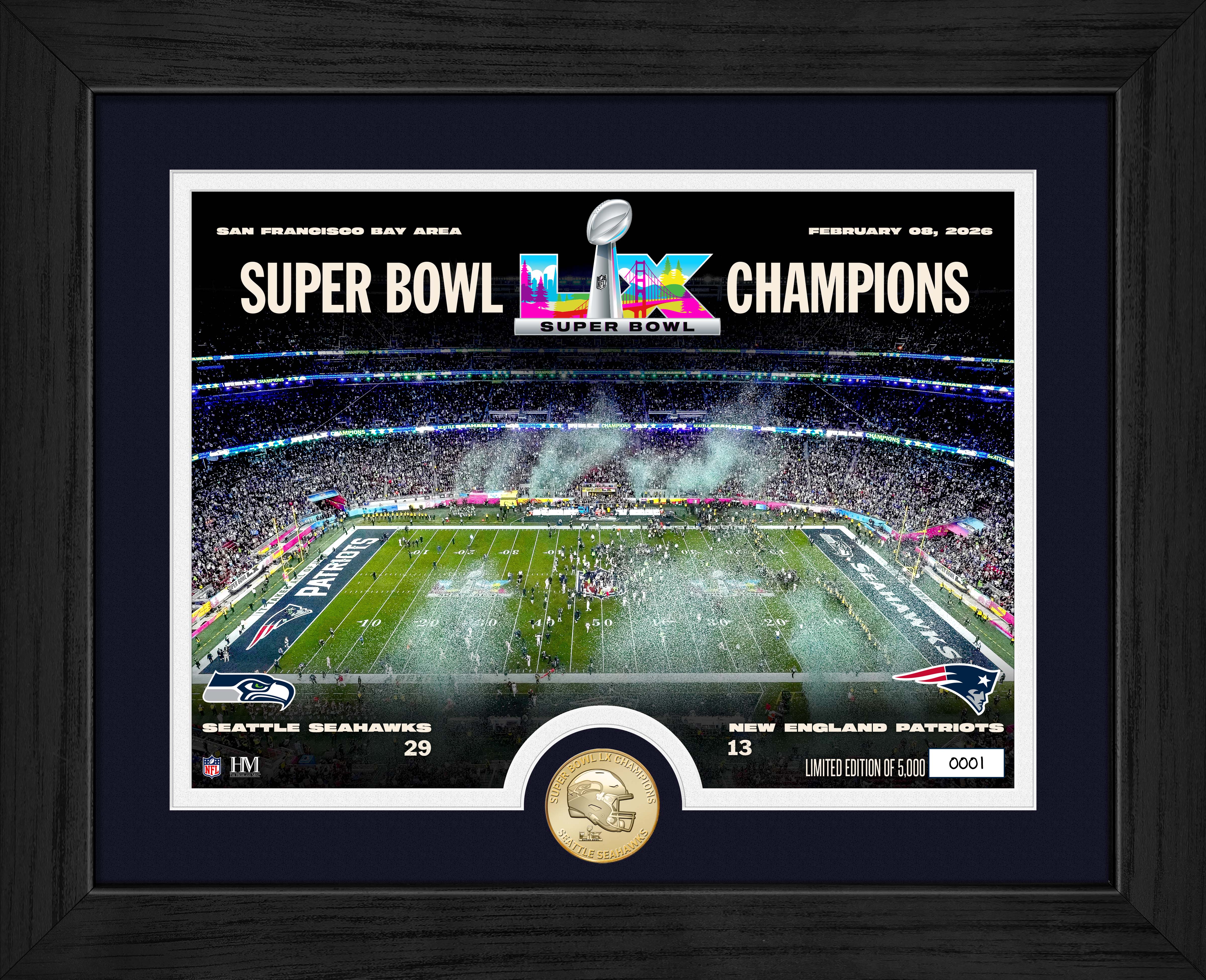 Seattle Seahawks Super Bowl LX Champions Celebration Bronze Coin Photo