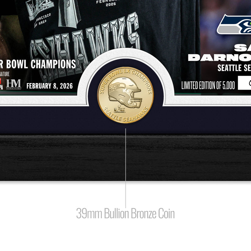 Sam Darnold Super Bowl LX Lombardi Trophy Bronze Coin Photo Mint