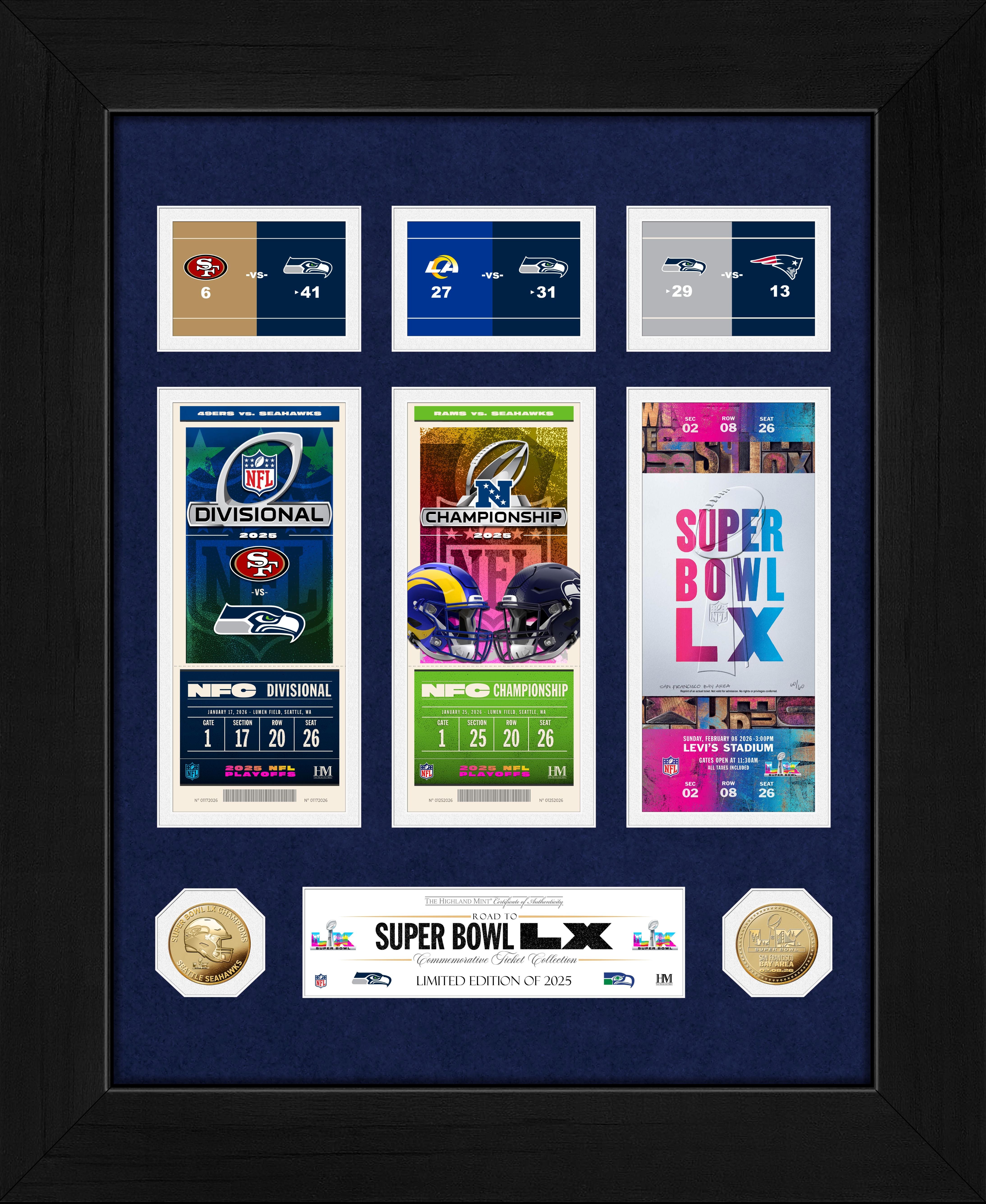 Seattle Seahawks Deluxe Road To The Super Bowl Ticket Gold Coin Photo Mint