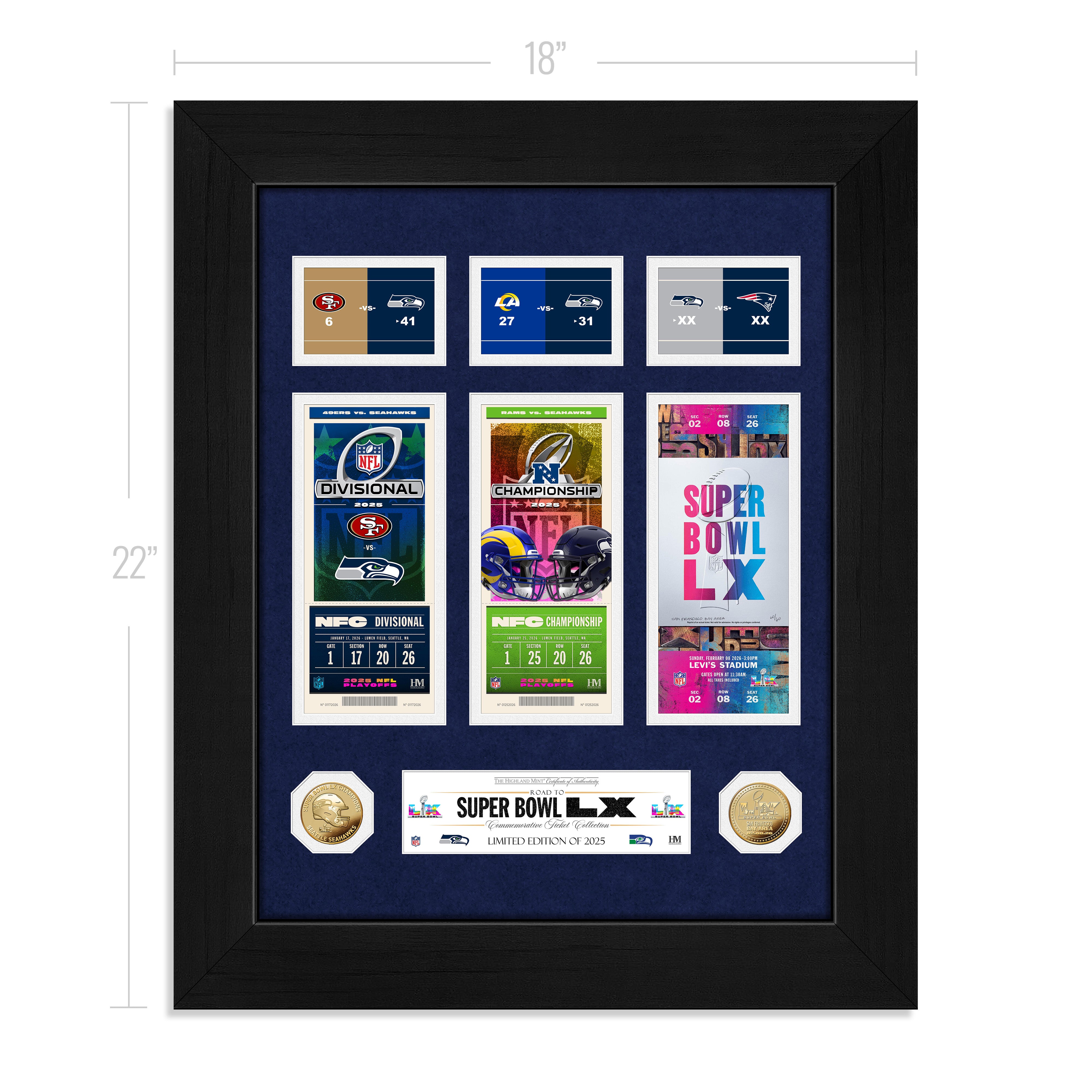 Seattle Seahawks Deluxe Road To The Super Bowl Ticket Gold Coin Photo Mint