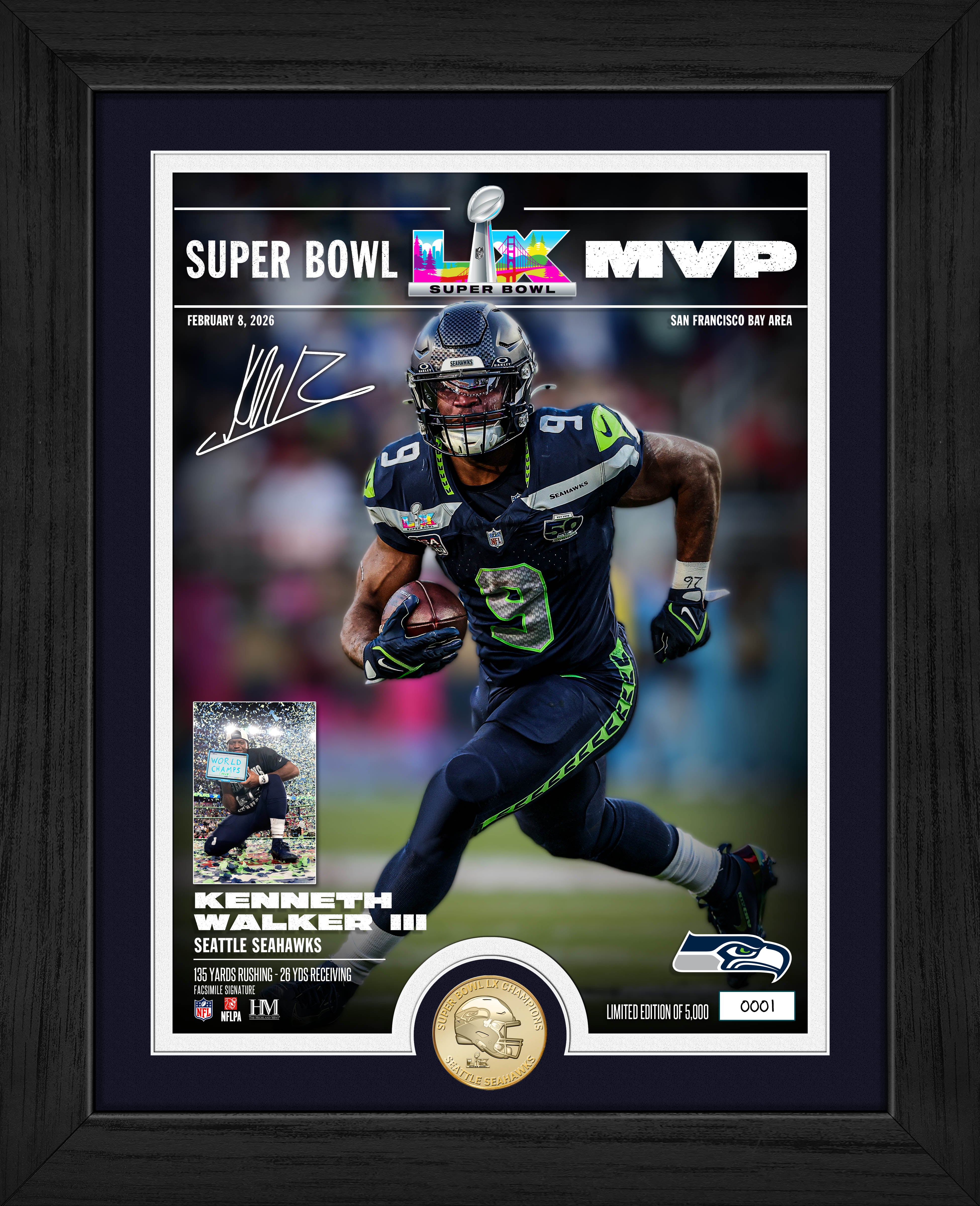 Seattle Seahawks Kenneth Walker Super Bowl LX MVP Bronze Coin Photo Mint